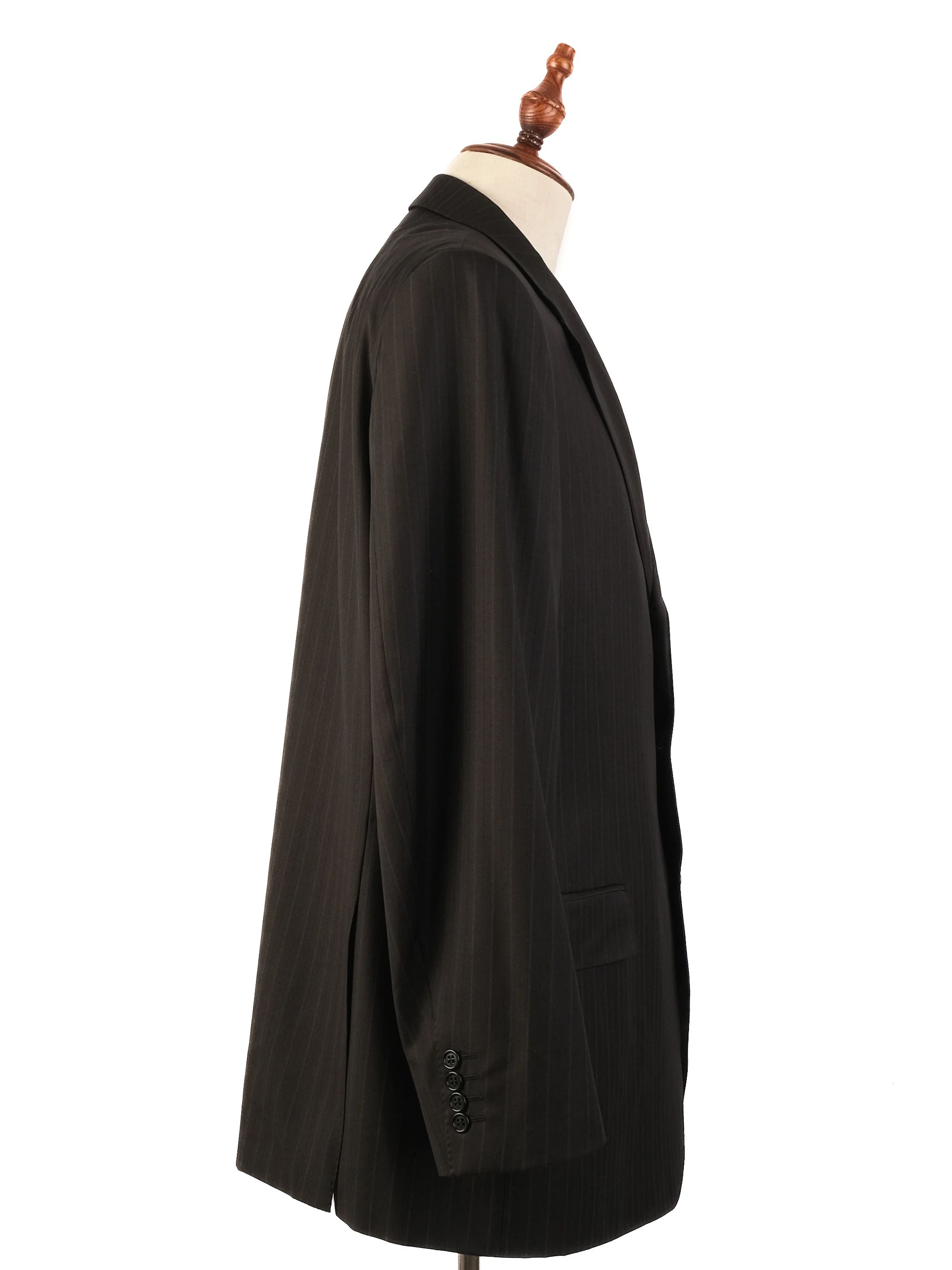 Excellent Canali Black Wool Pinstripe Suit Jacket Size XL