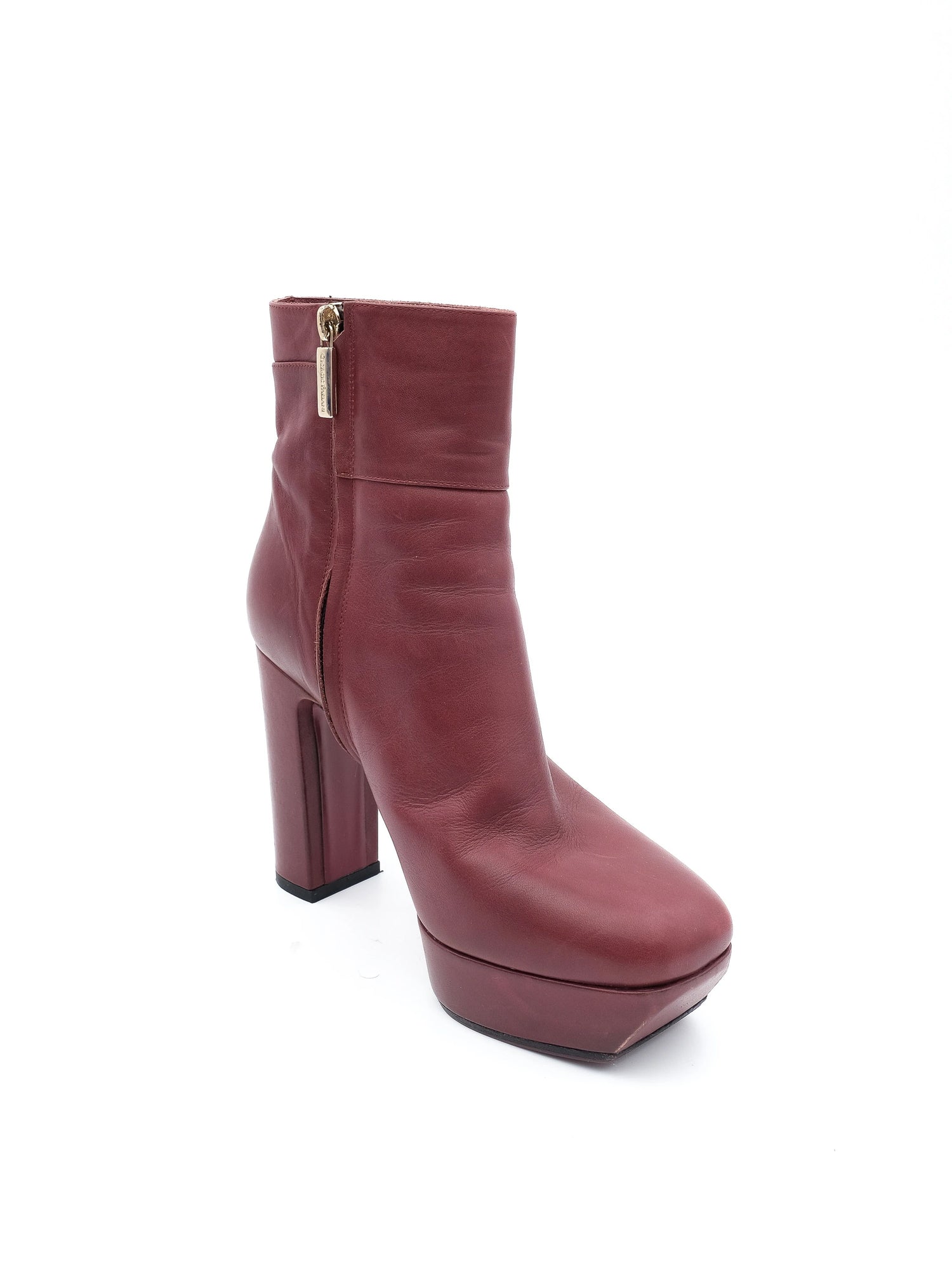 Good Giorgio Fabiani Red Leather High-Heeled Ankle Boots