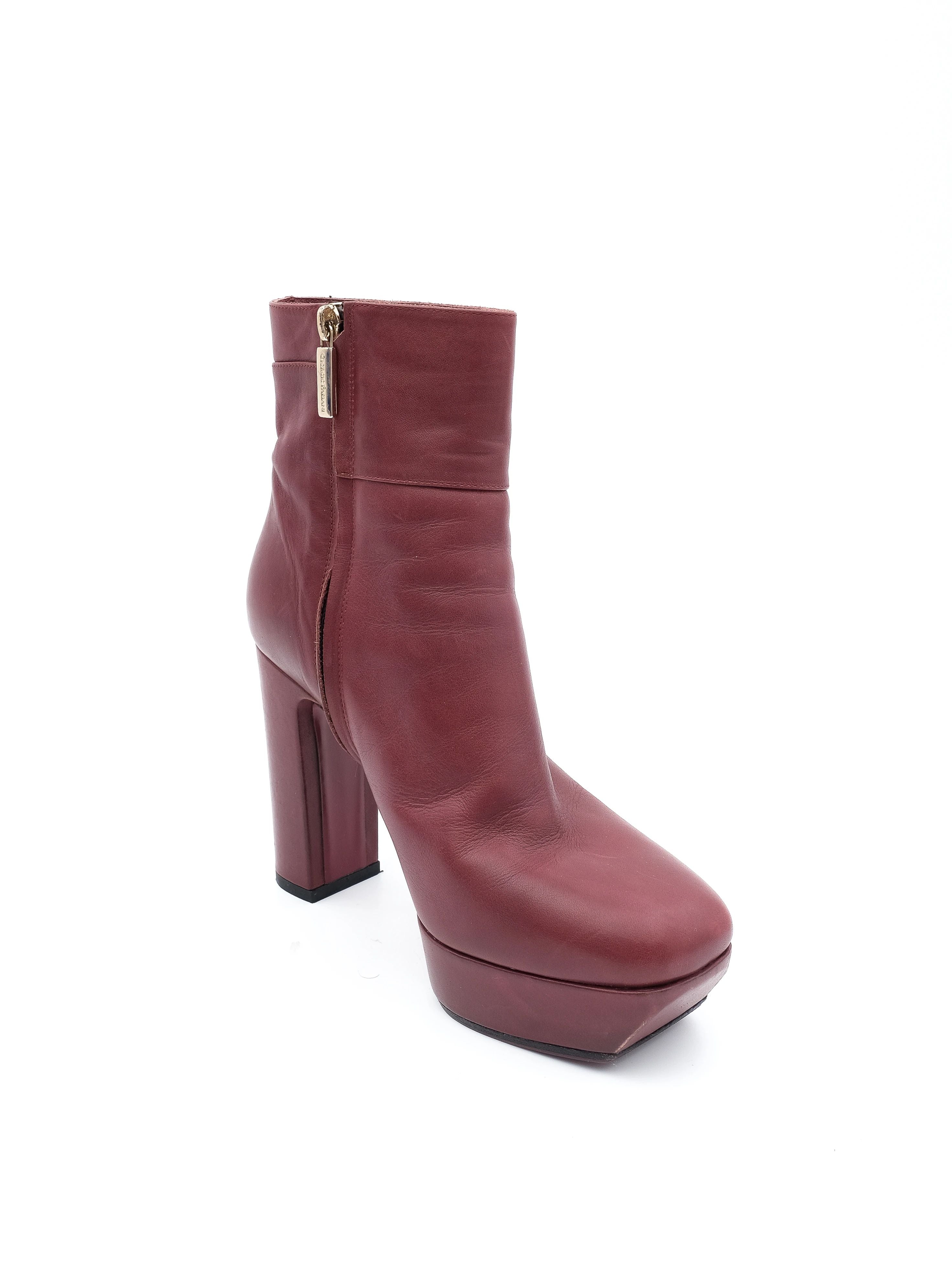 Good Giorgio Fabiani Red Leather High-Heeled Ankle Boots