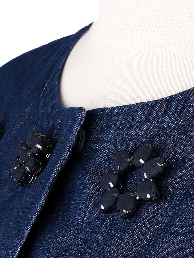 Max Mara Blue Denim Jacket with Embellishments Size S Excellent