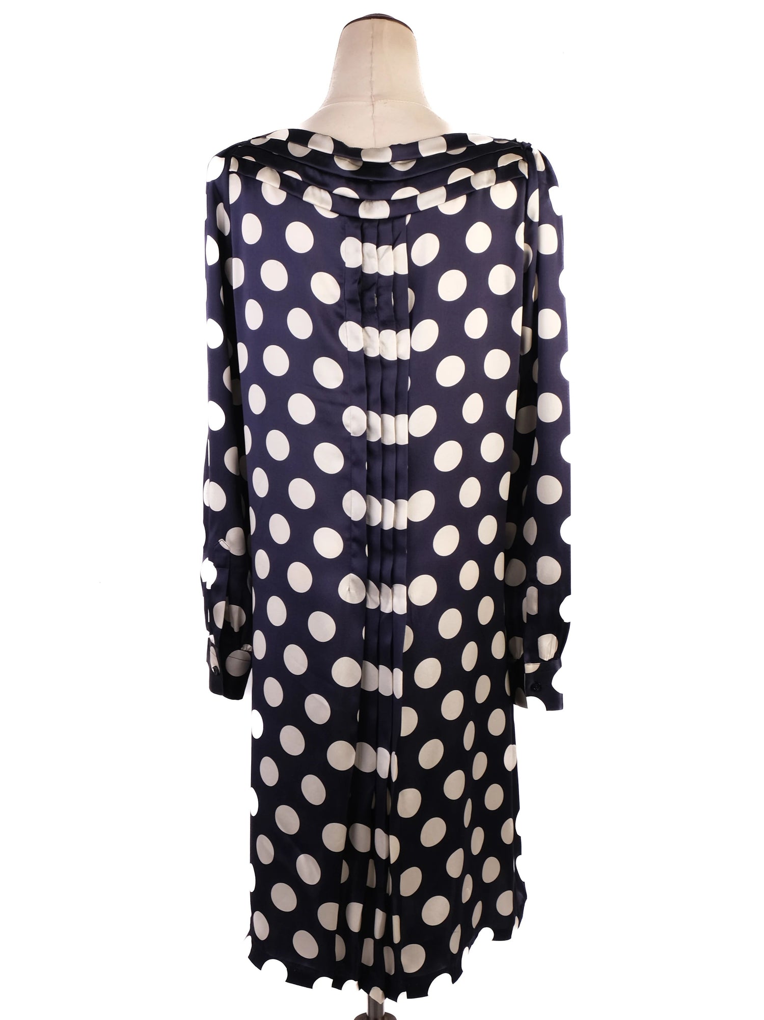 Excellent Moschino Silk Dress Navy White Polka Dots Size N/A