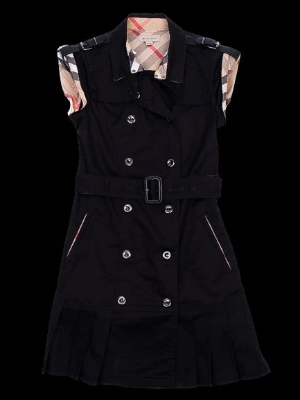 Excellent Burberry Black Cotton Sleeveless Trench Dress Size 10 for Kids