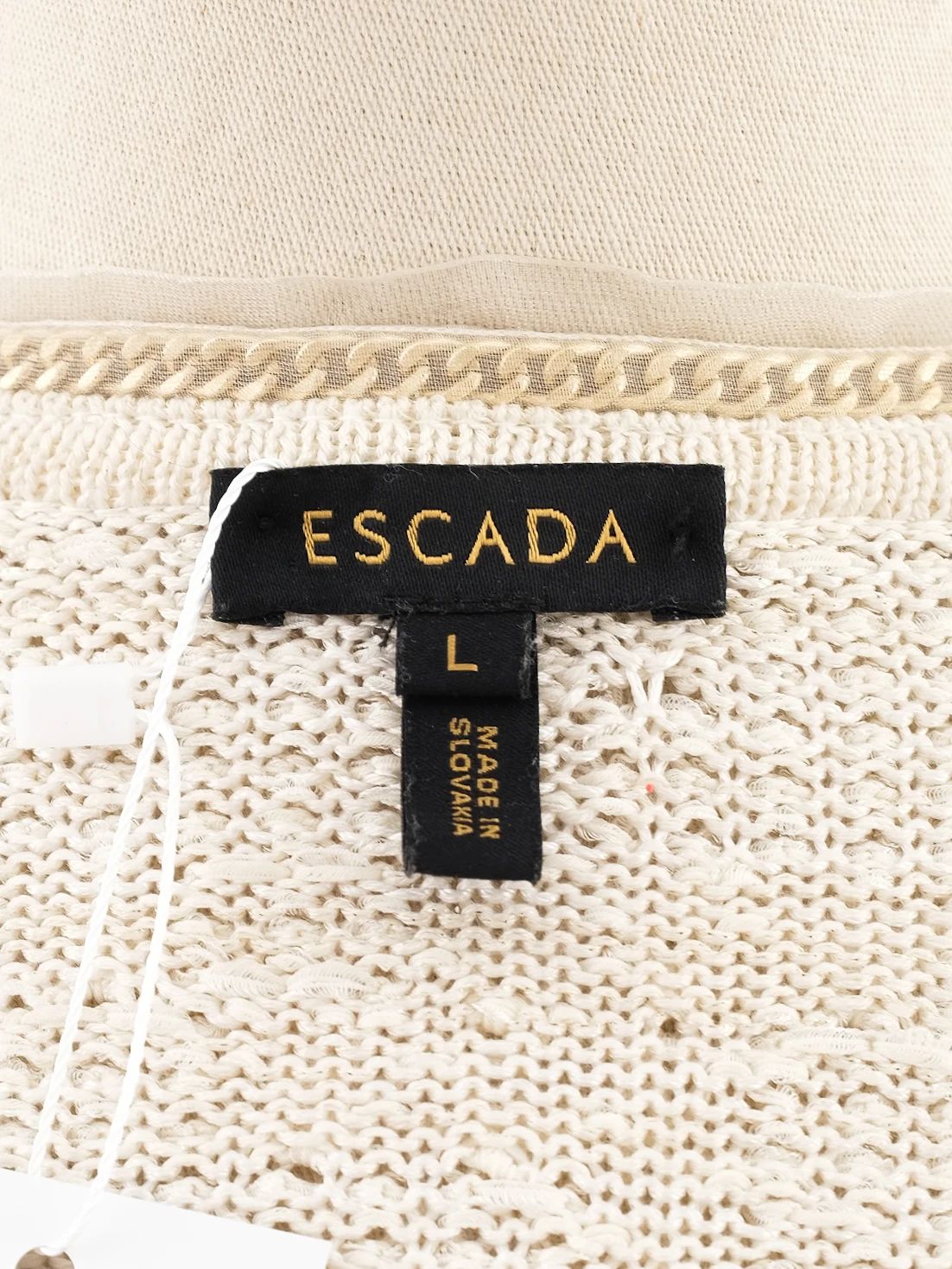 Excellent Escada White Wool Jacket Size L with Textured Knit