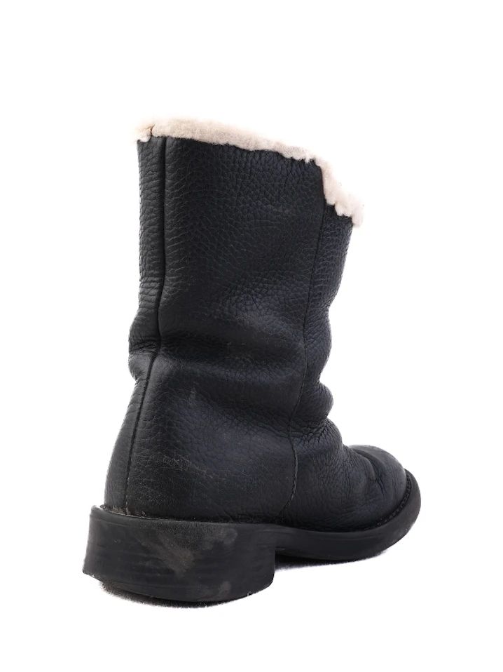 Excellent Gucci Black Leather Kids Boots Size 33 with Shearling Lining