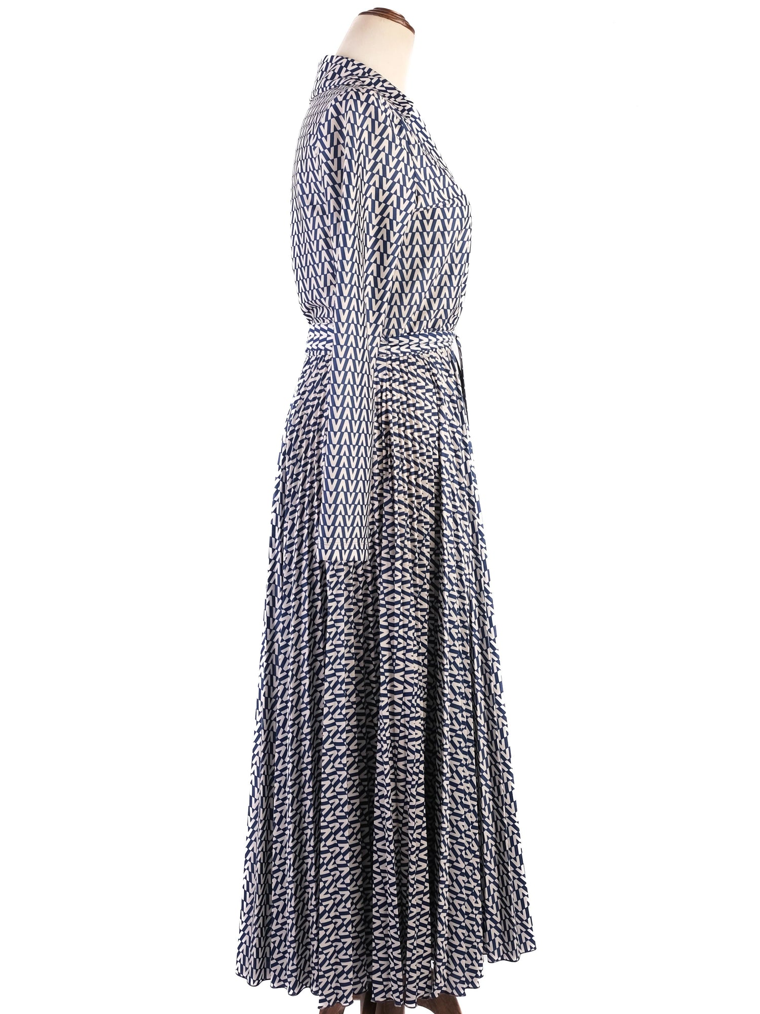 NEW Valentino Geometric Wrap Dress Blue & White Size S