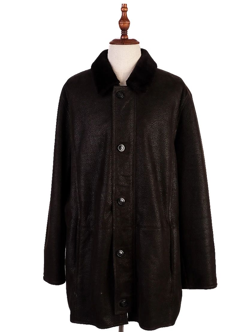 Good Bugatti Orange Leather Coat Size XL for Men