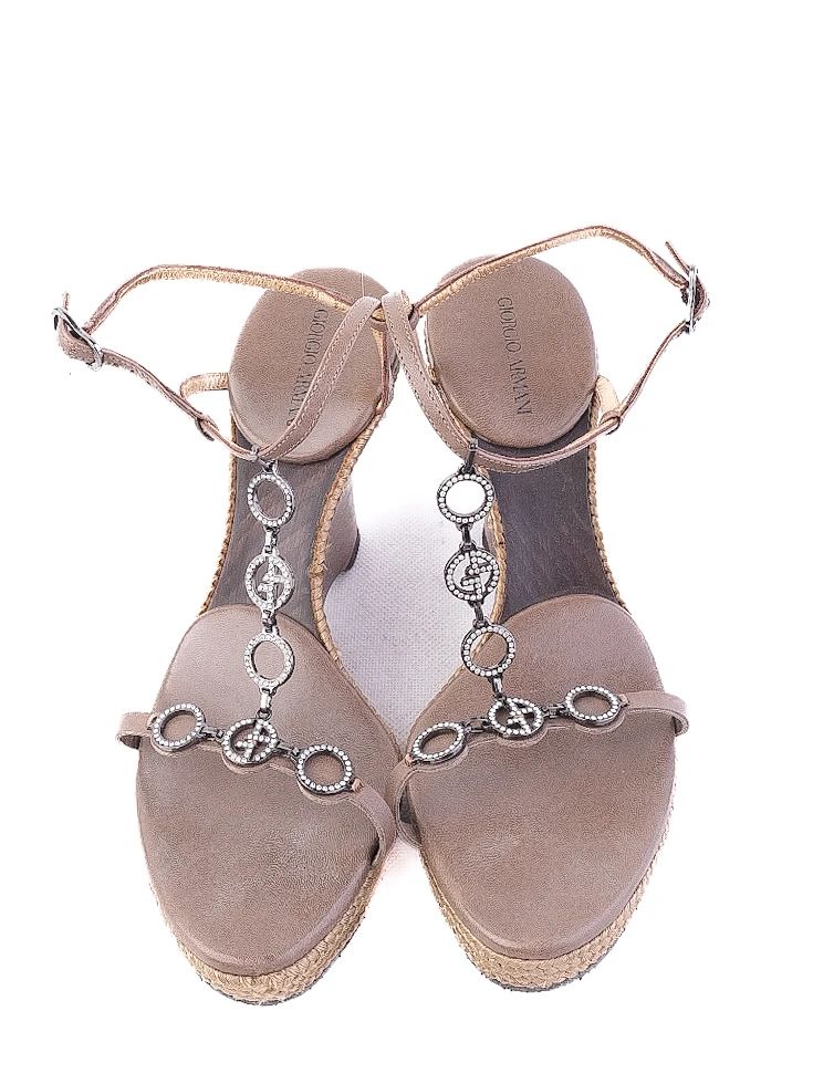 Excellent Giorgio Armani Orange Wedge Sandals Size 38