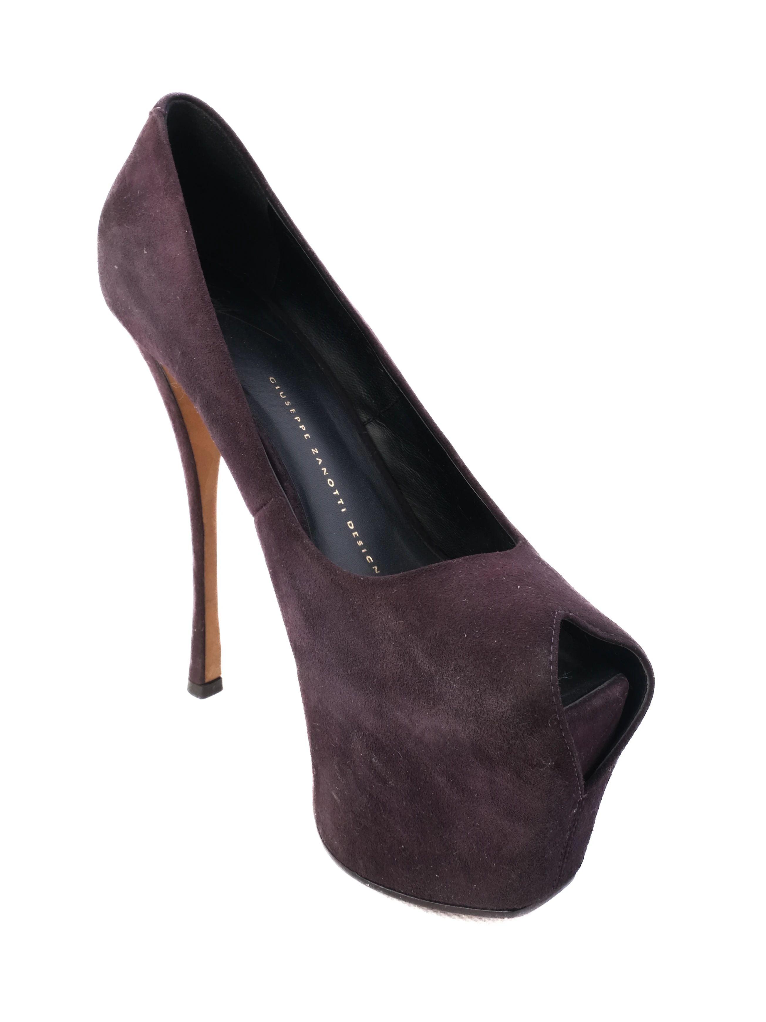 Excellent Giuseppe Zanotti Purple Suede High-Heeled Platform Shoes Size 37.5