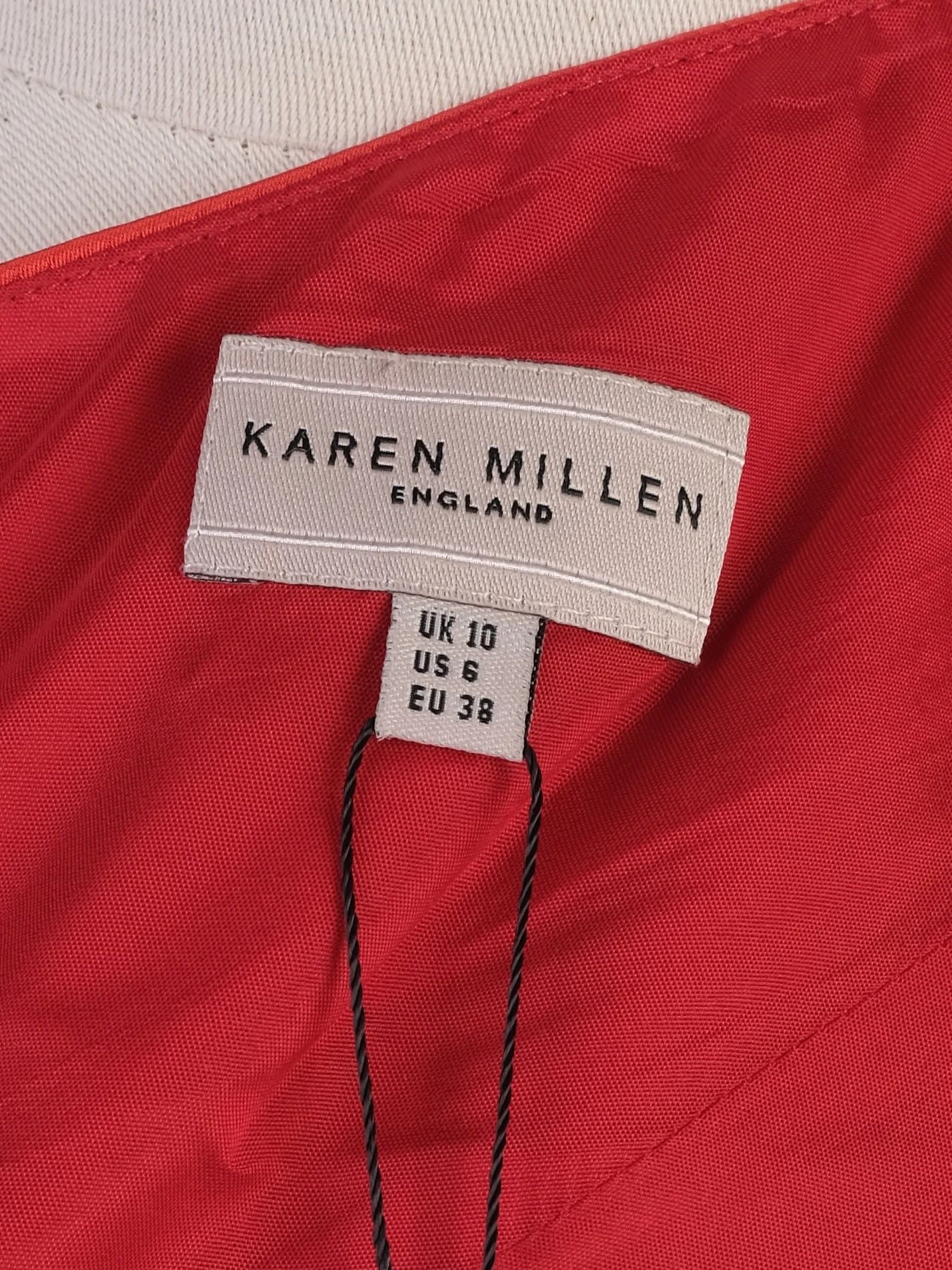 Excellent Karen Millen Red One-Shoulder Dress Size M Triacetate
