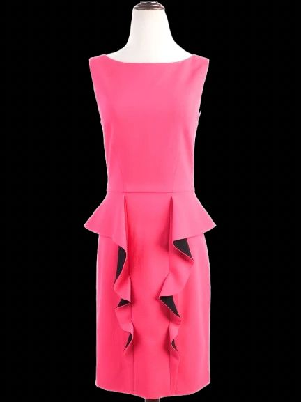 Excellent Emilio Pucci Pink Wool Dress Size M Peplum Style