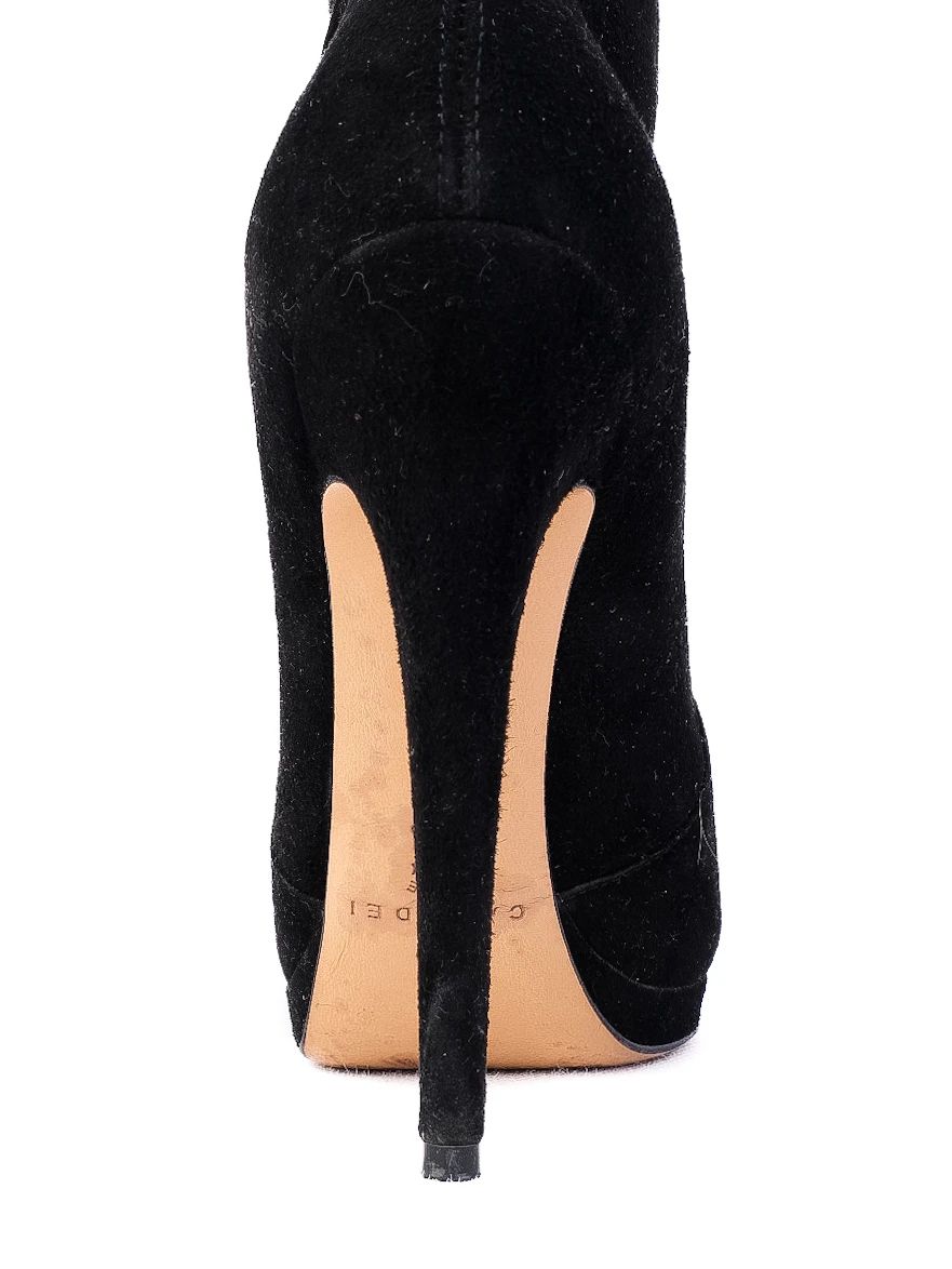 Excellent Casadei Black Genuine Suede High-Heeled Ankle Boots Size N/A