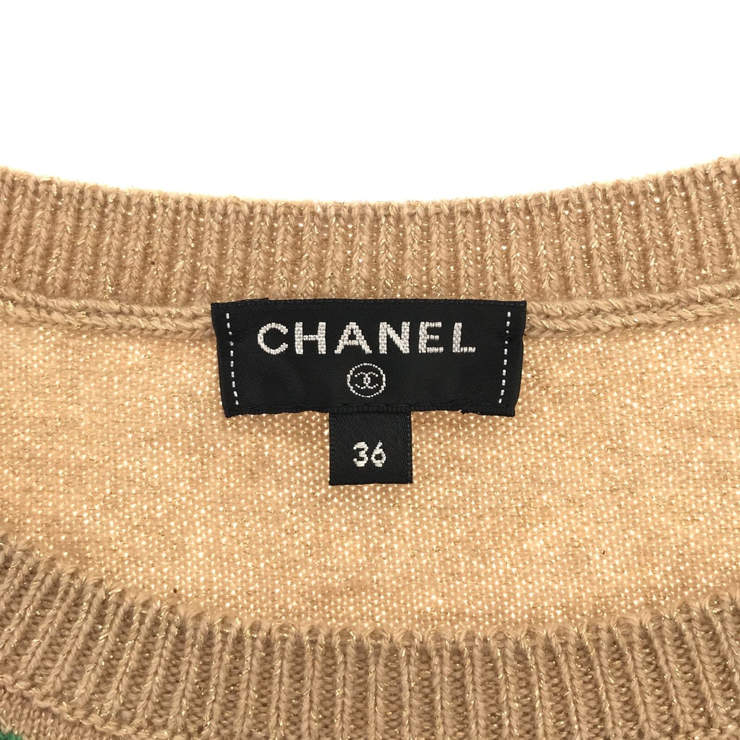 Chanel Floral Knit Cardigan Set Ensemble Brown Cashmere 36