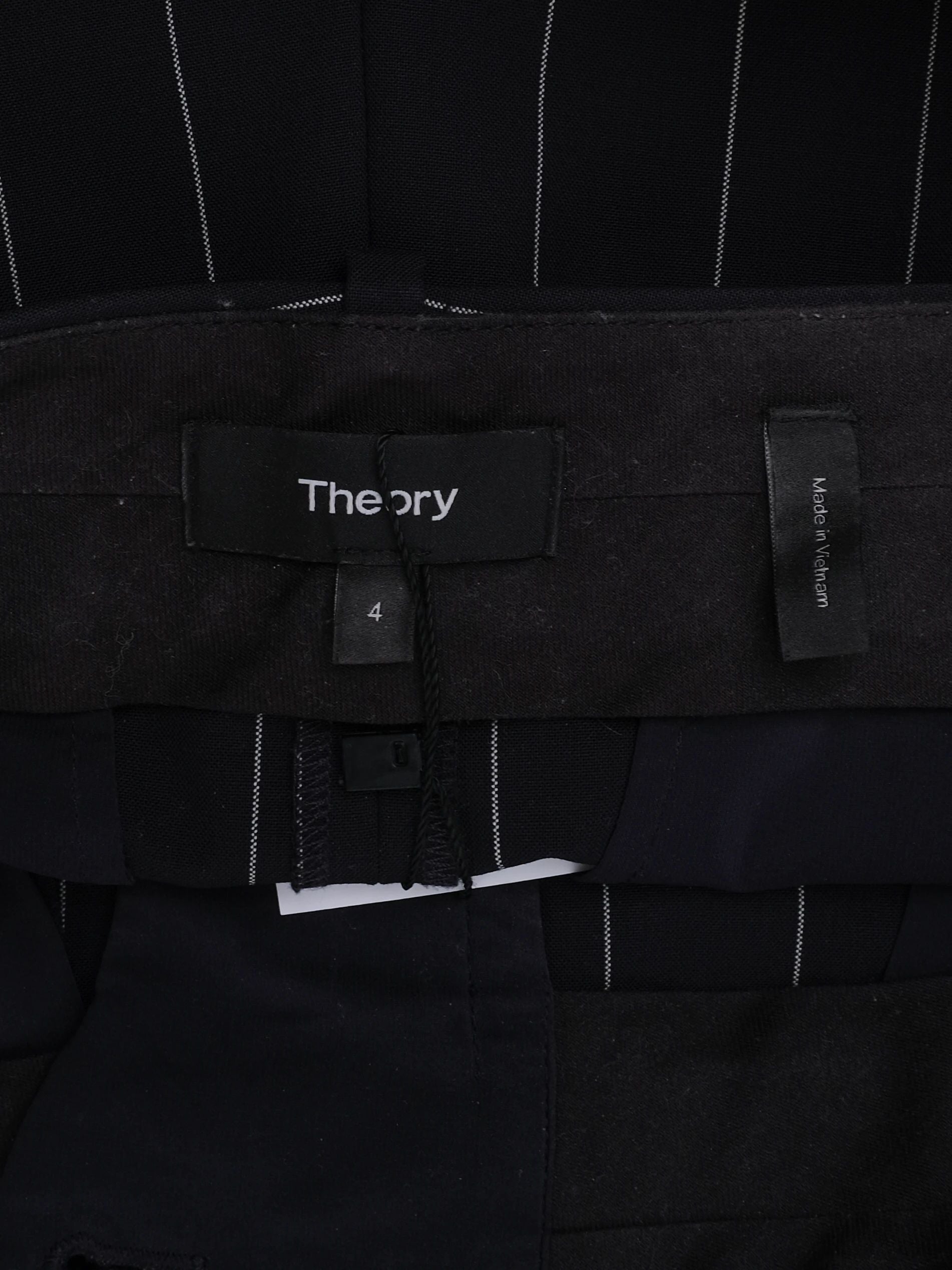 Excellent Theory Black Pinstripe Trousers Size S Wool