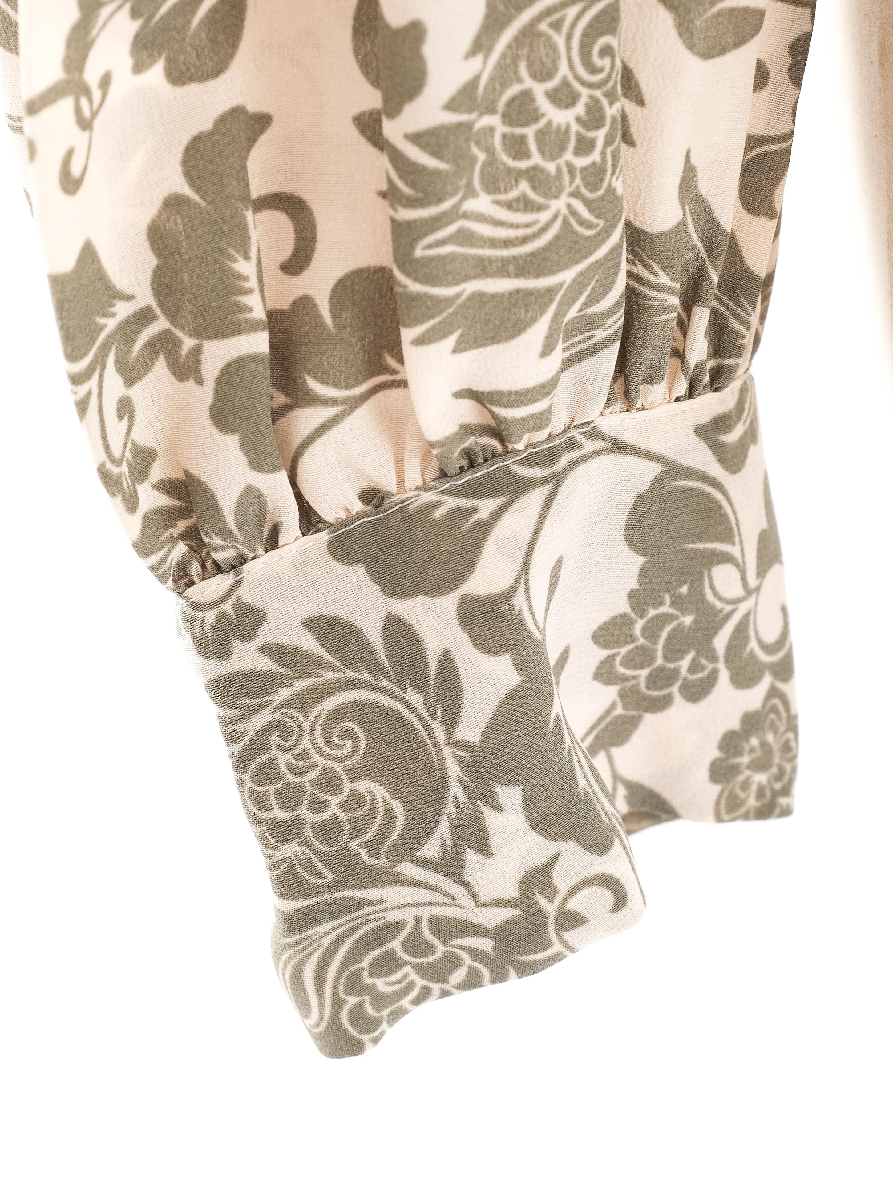 Excellent Marella Green Floral Silk Blouse Size L