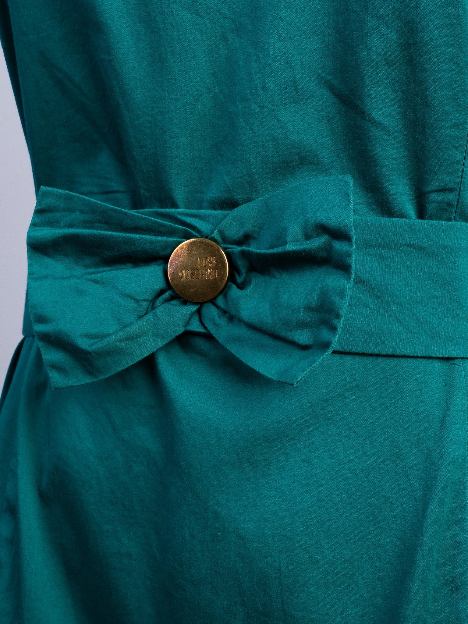 Excellent Moschino Green Polyester Dress Size M with Belt Detail