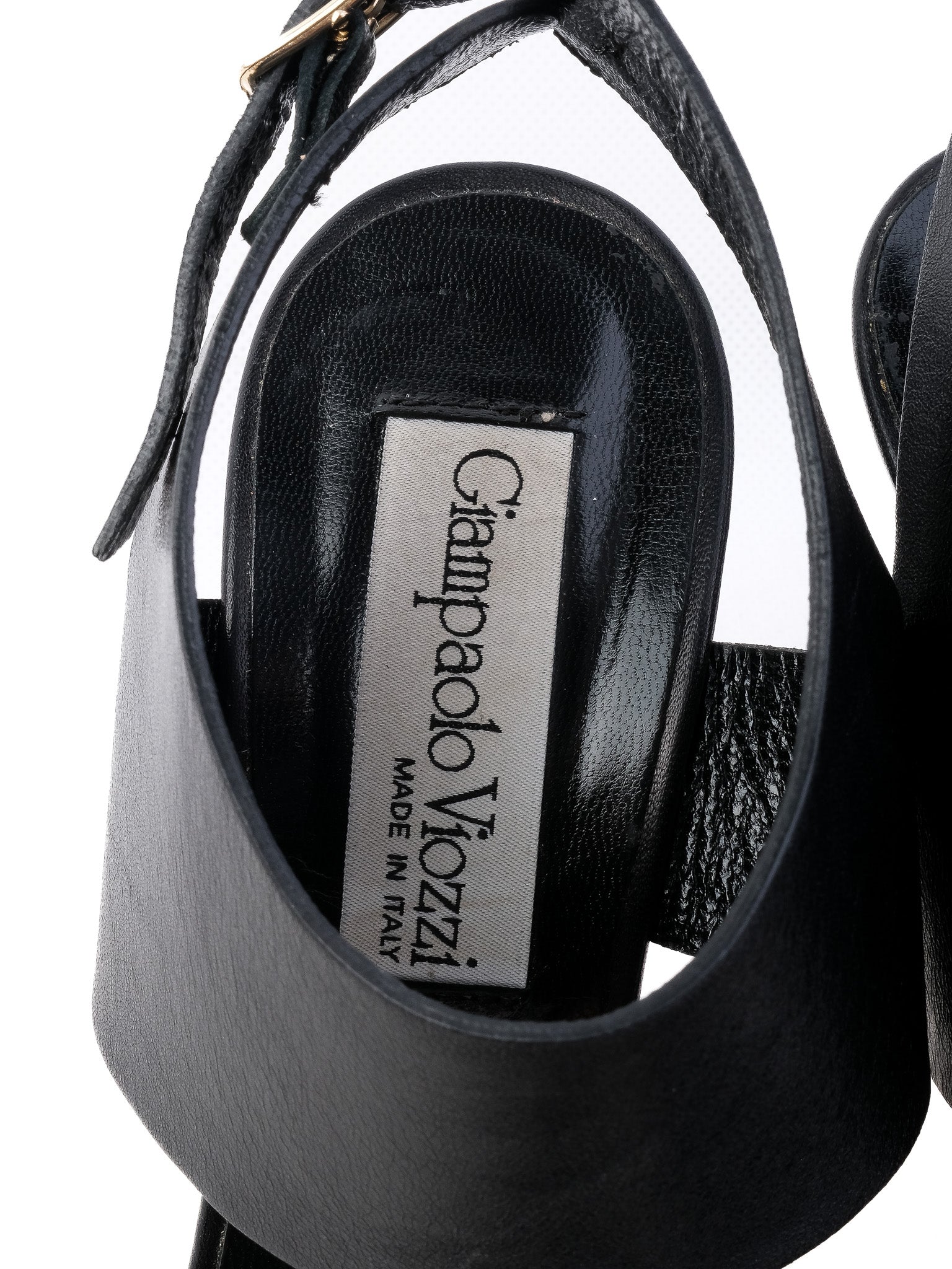Excellent Giampaolo Viozzi Black Leather High-Heeled Sandals Size 37