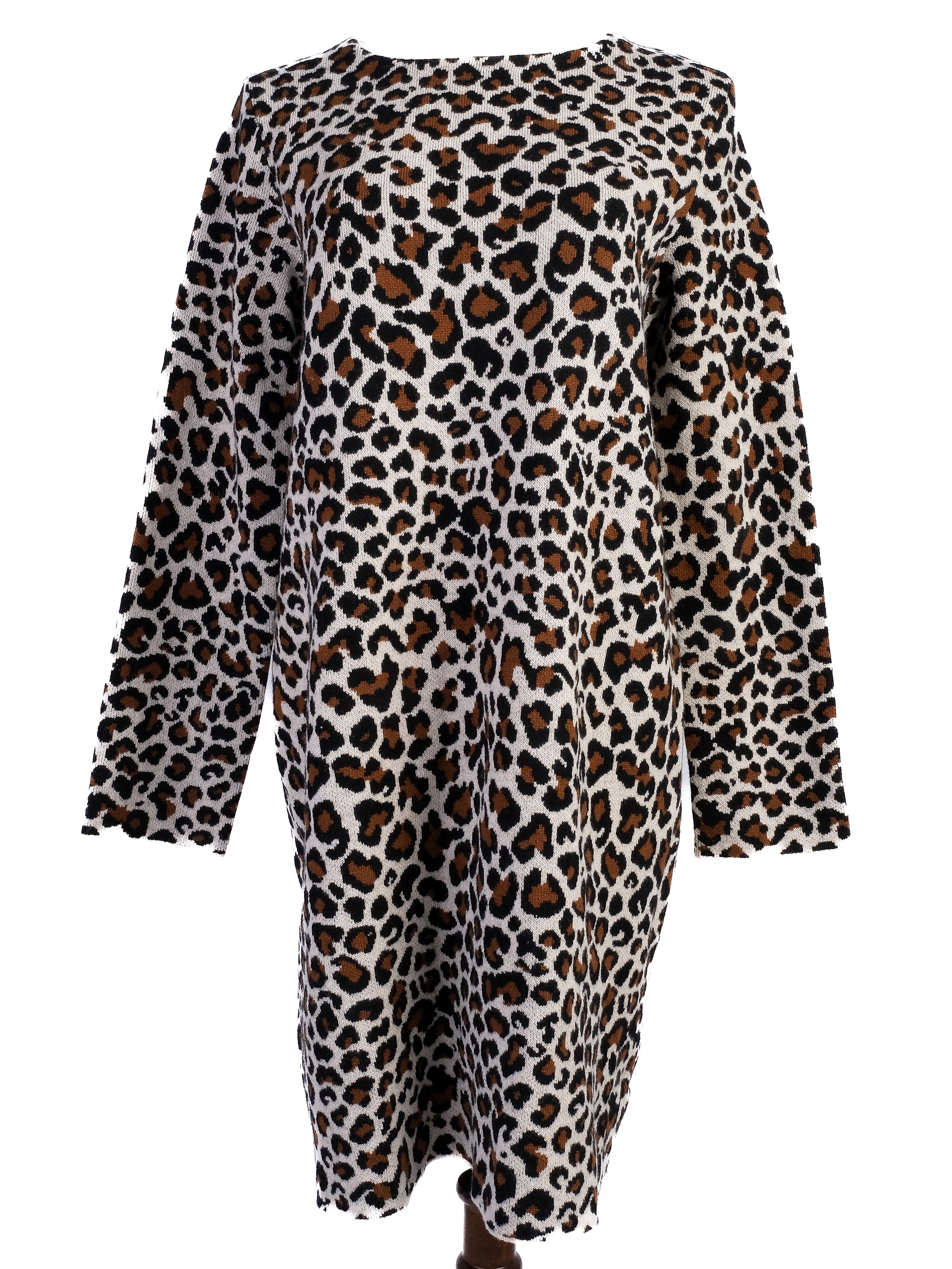 Excellent Max Mara Leopard Print Wool Dress Size L - Women&