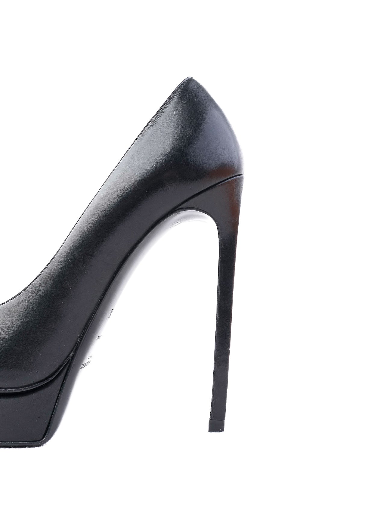 Perfect Saint Laurent Black Leather High-Heeled Platform Shoes Size 37.5