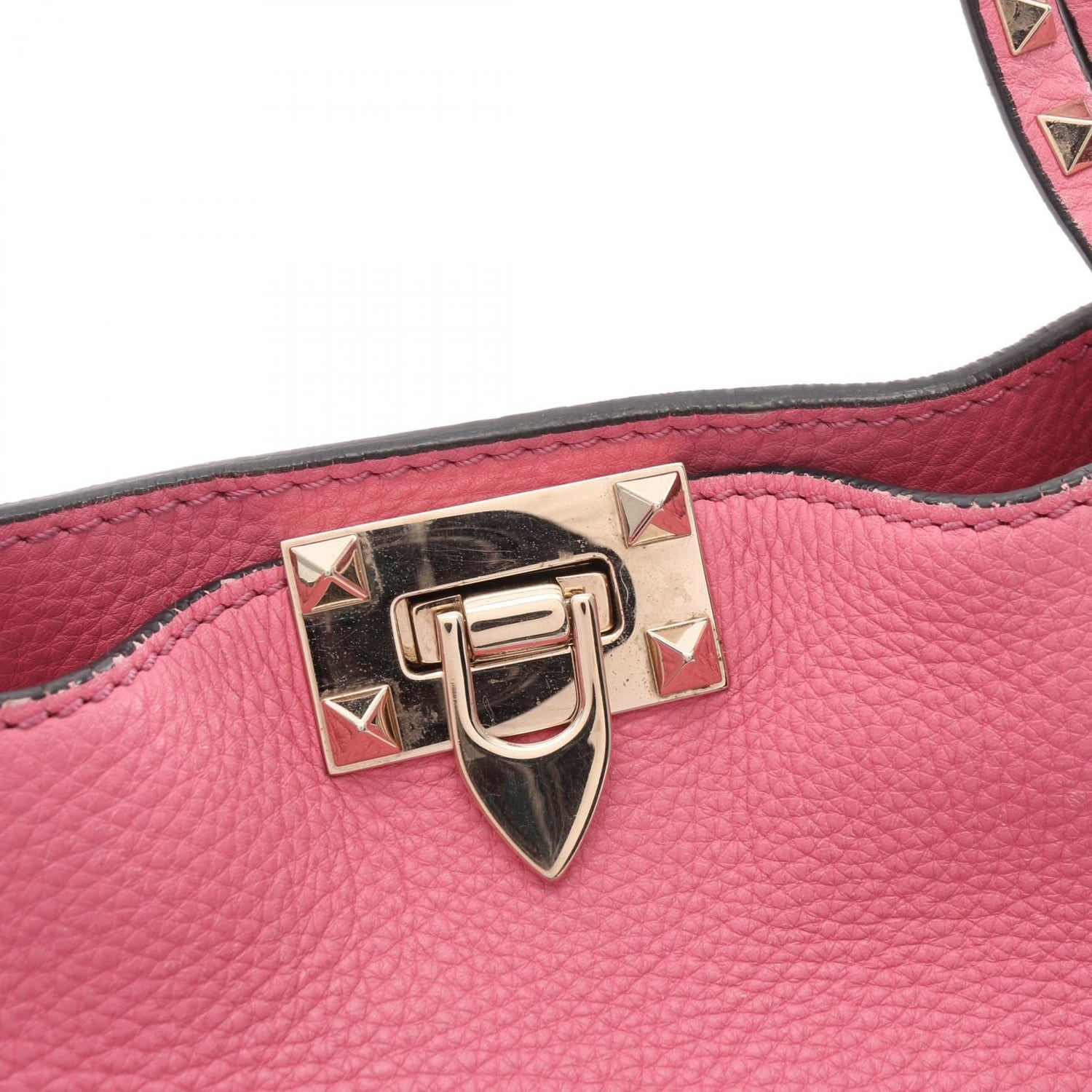 Valentino Rock Studs Tote Bag Pink Leather