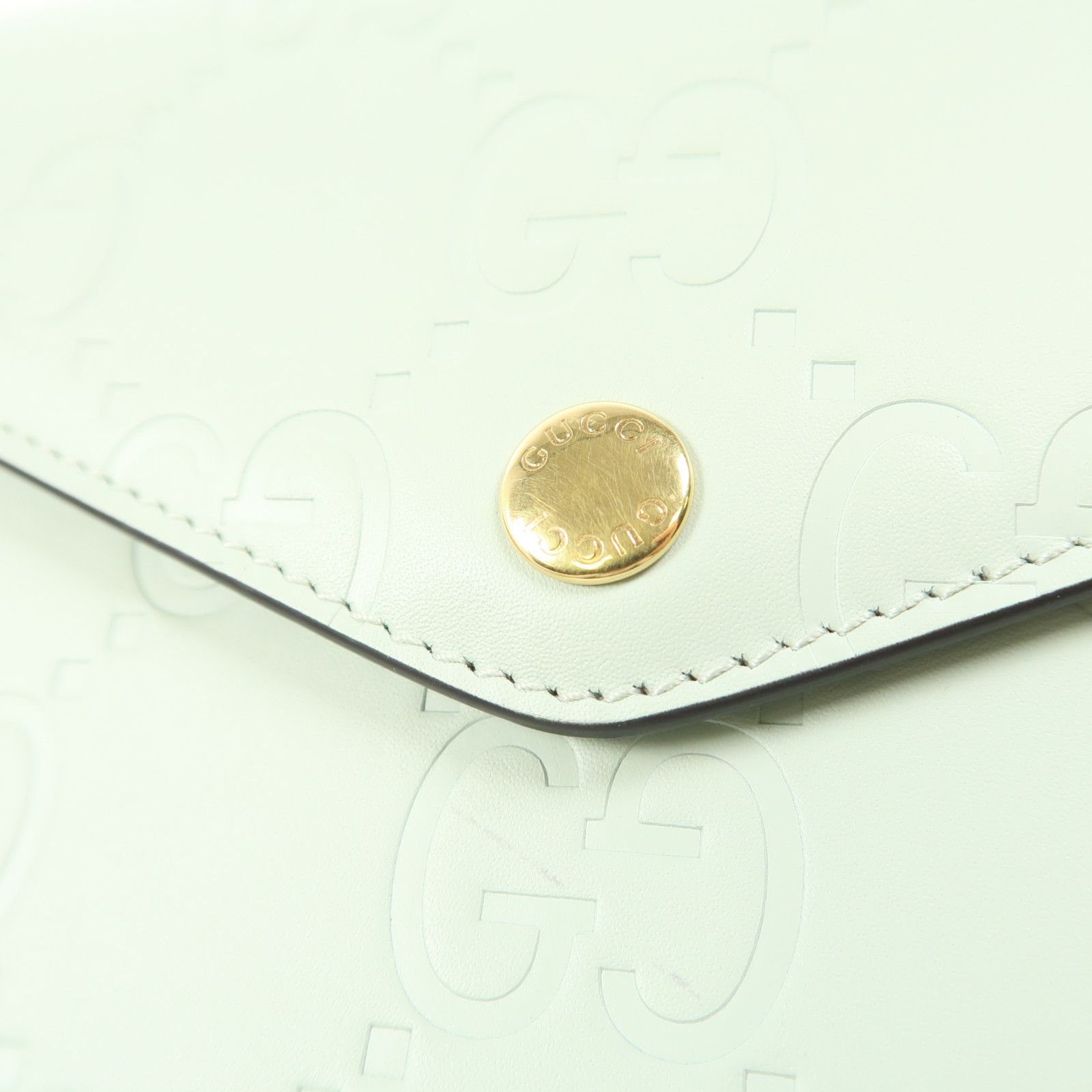 Gucci Leather Gg Pochette Gold Shoulder Bag Green Mint Leather 772794