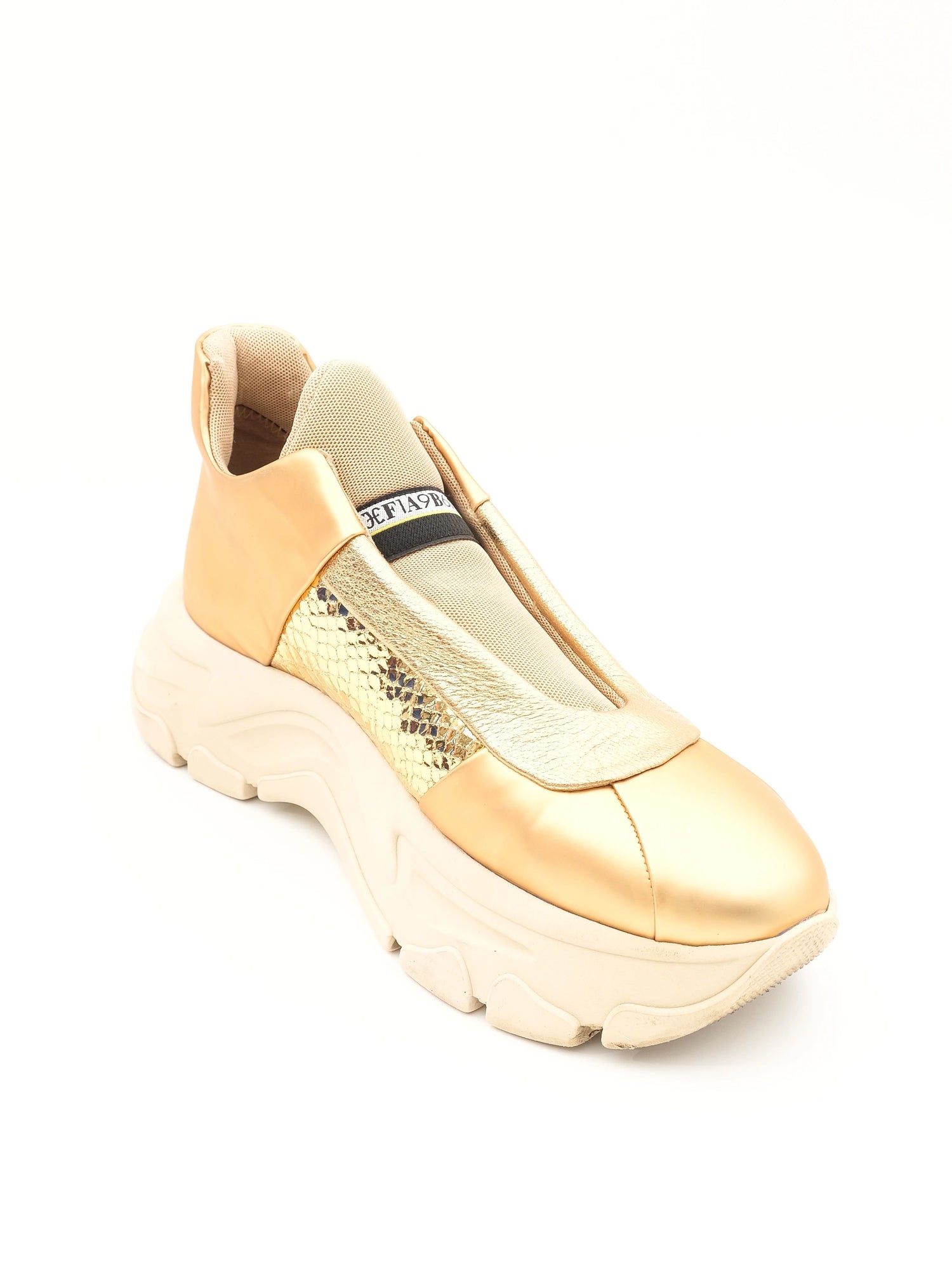 Excellent Fabi Yellow Fashion Sneakers Size 40 Textile Metallic