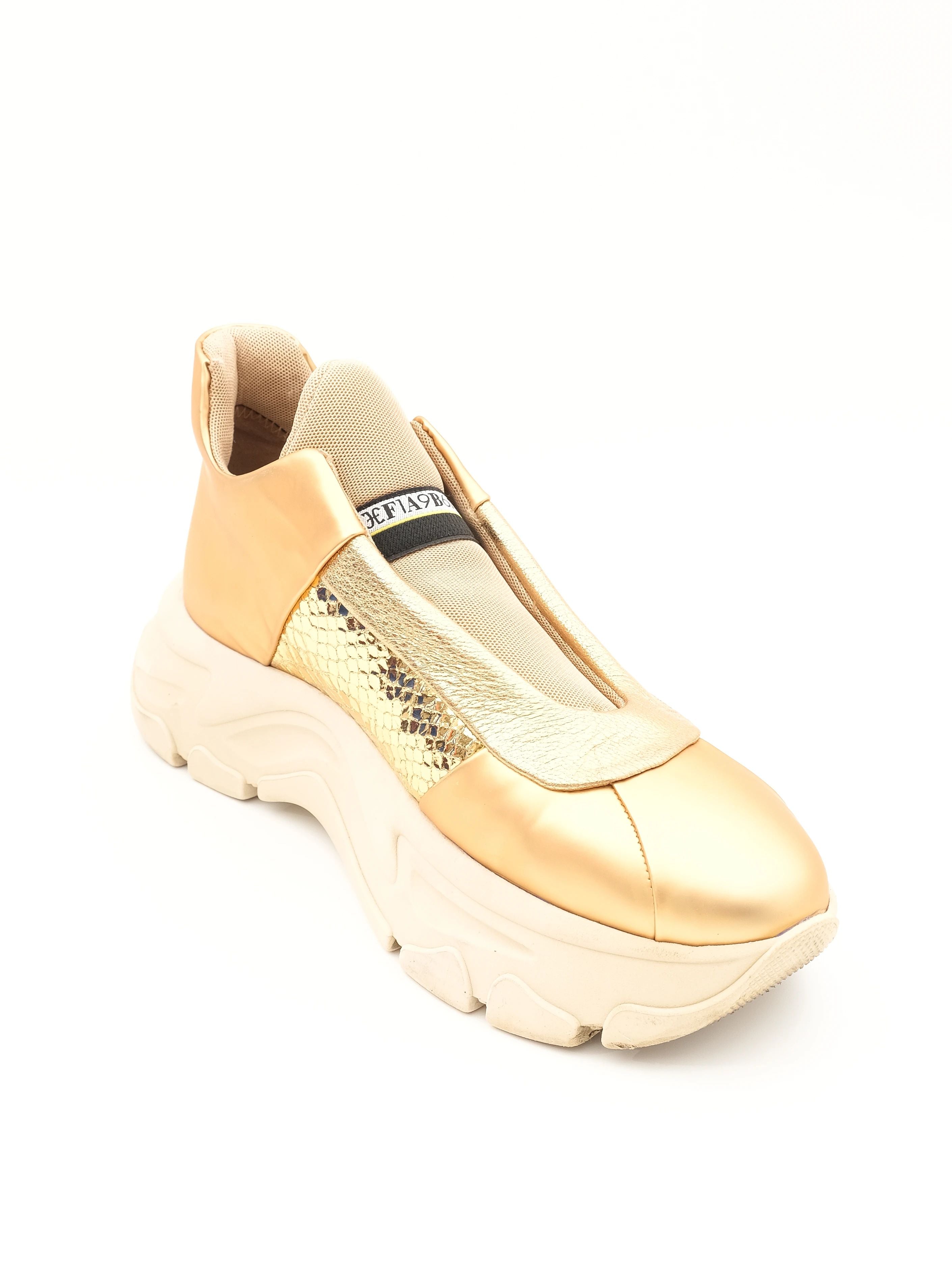 Excellent Fabi Yellow Fashion Sneakers Size 40 Textile Metallic