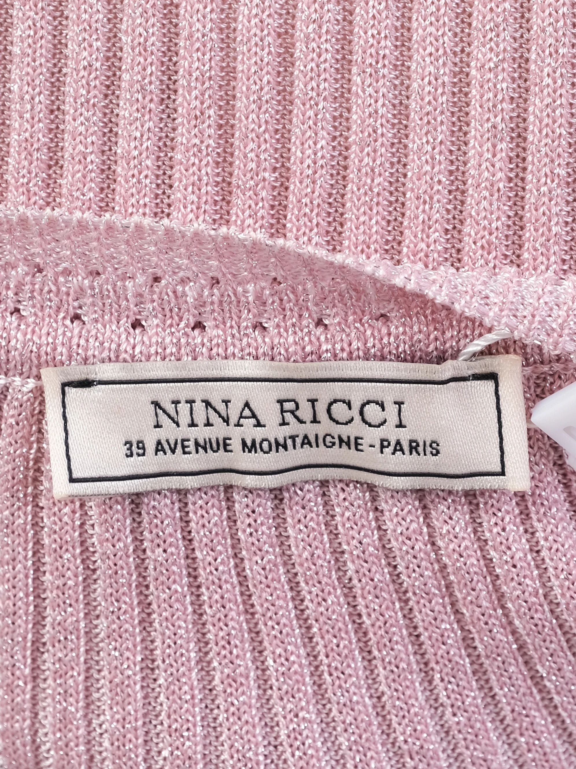 Nina Ricci Pink Ribbed Long-Sleeve Sweater Dress Size S Excellent