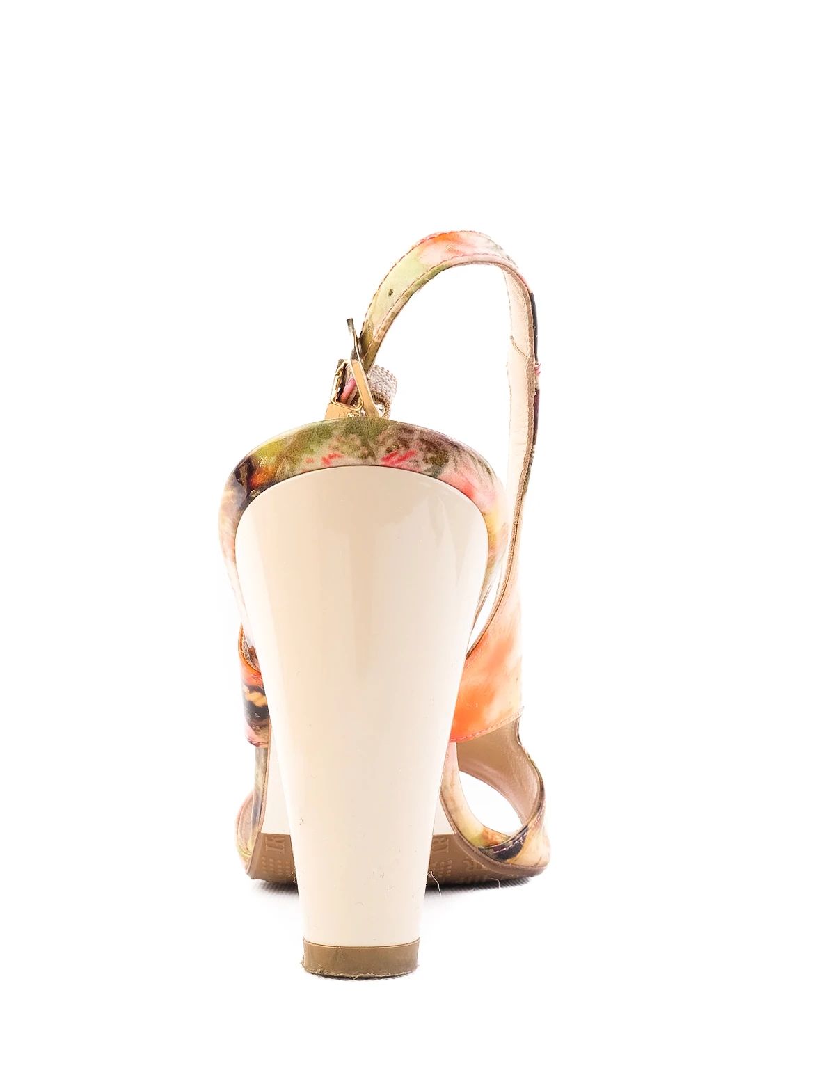 Excellent Renzoni Floral Leather High-Heeled Slingback Shoes Size 37