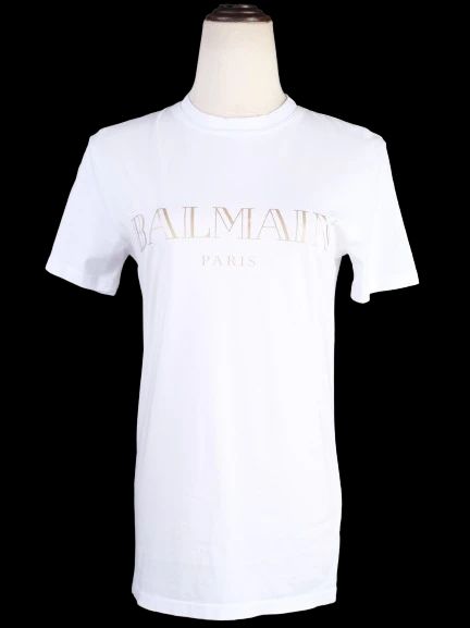 Excellent Balmain White T-Shirt XS Cotton Paris Graphic Tee