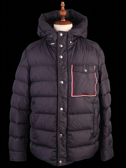Excellent Moncler Blue Nylon Puffer Jacket with Hood Size M