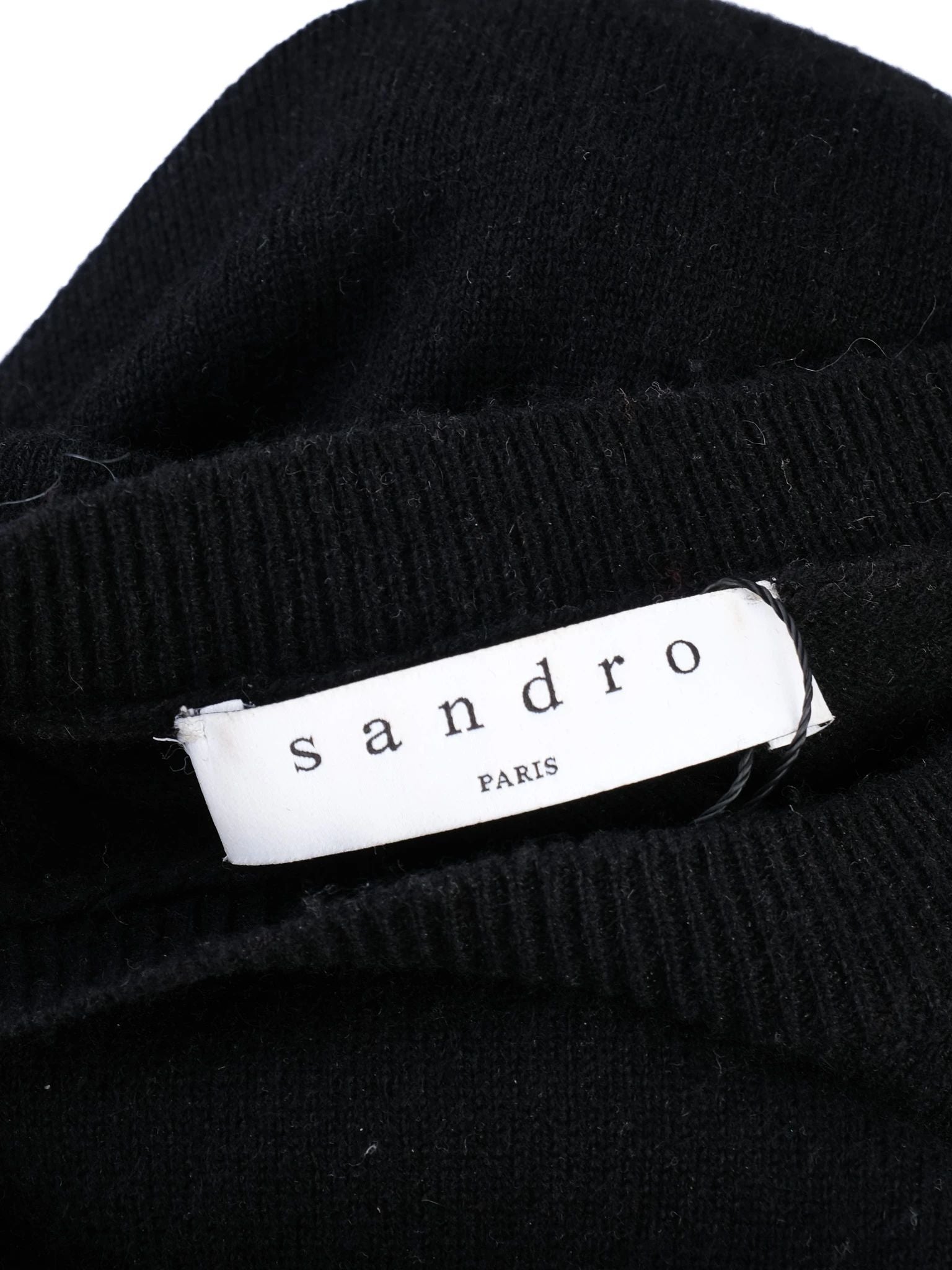 EXCELLENT Sandro Black Wool Long-Sleeve Sweater Corset Detail