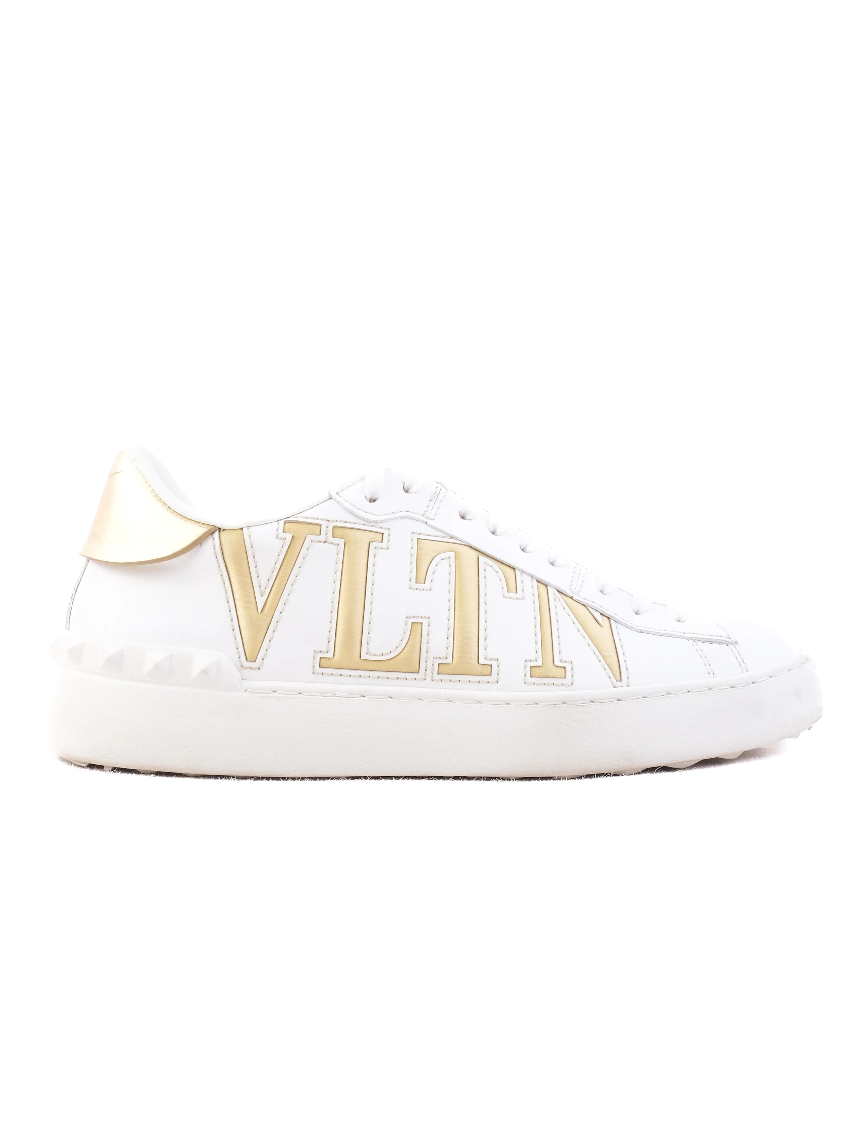 Excellent Valentino White Leather Sneakers Size 36 with Gold Accents