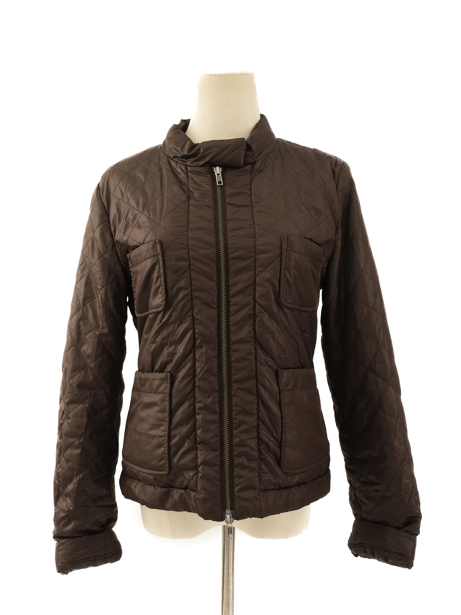 Excellent MaxCo Gray Quilted Jacket Size L Women&