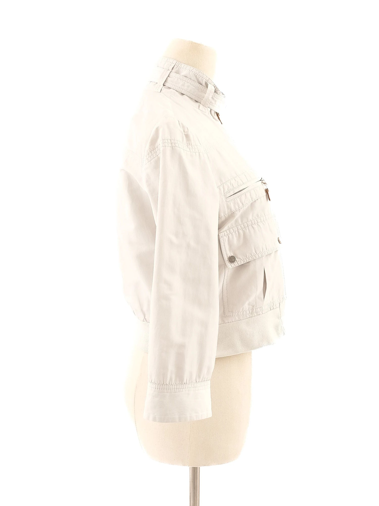 Excellent Brunello Cucinelli Gray Silk Cropped Jacket Size S