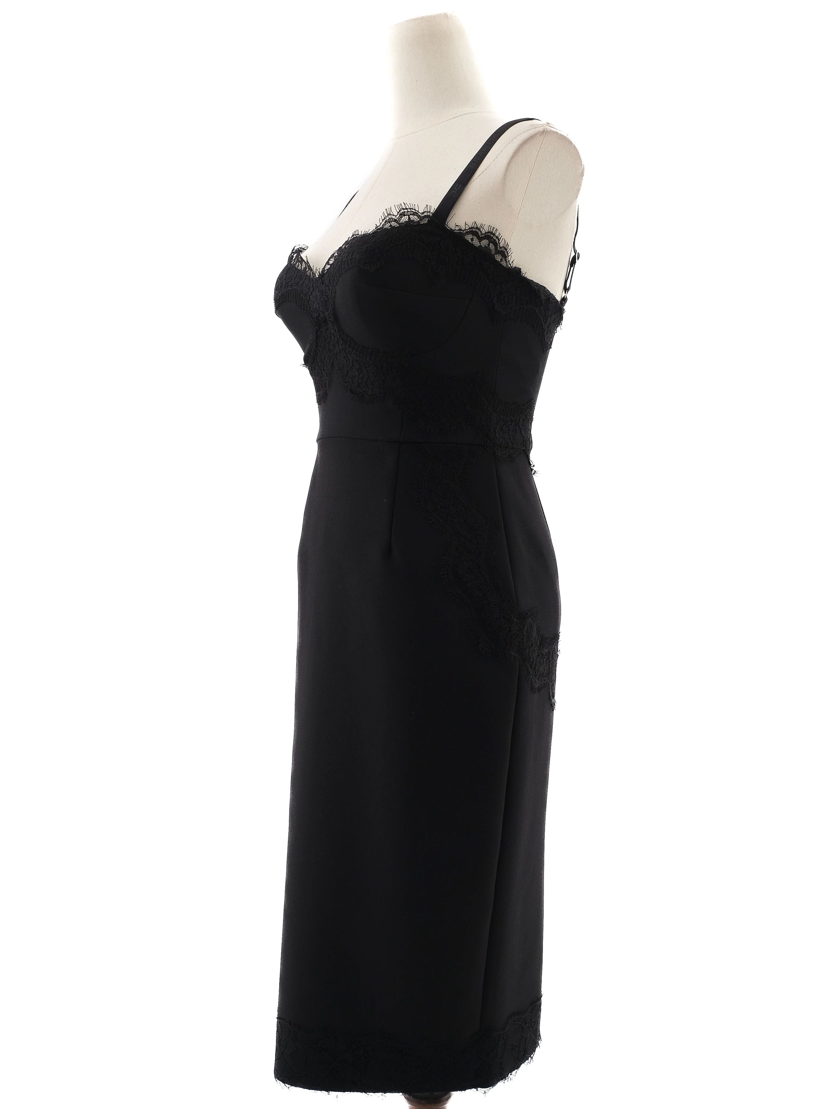 Excellent Elisabetta Franchi Black Dress with Lace Detail Size S