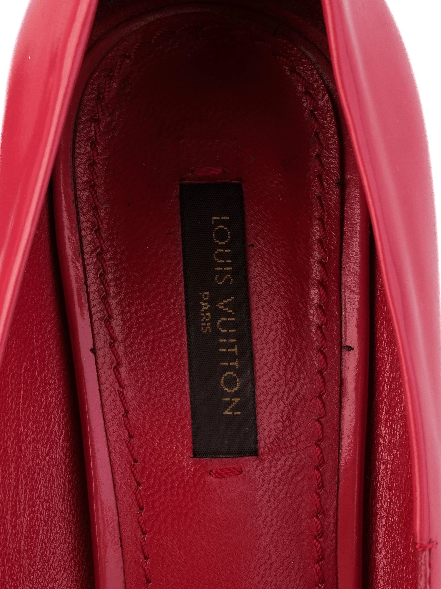 Excellent Louis Vuitton Red Leather High-Heeled Shoes Size 37