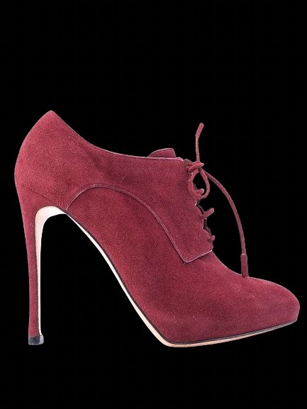 Gianvito Rossi Red Genuine Suede Lace-Up Ankle Boots Size 38.5