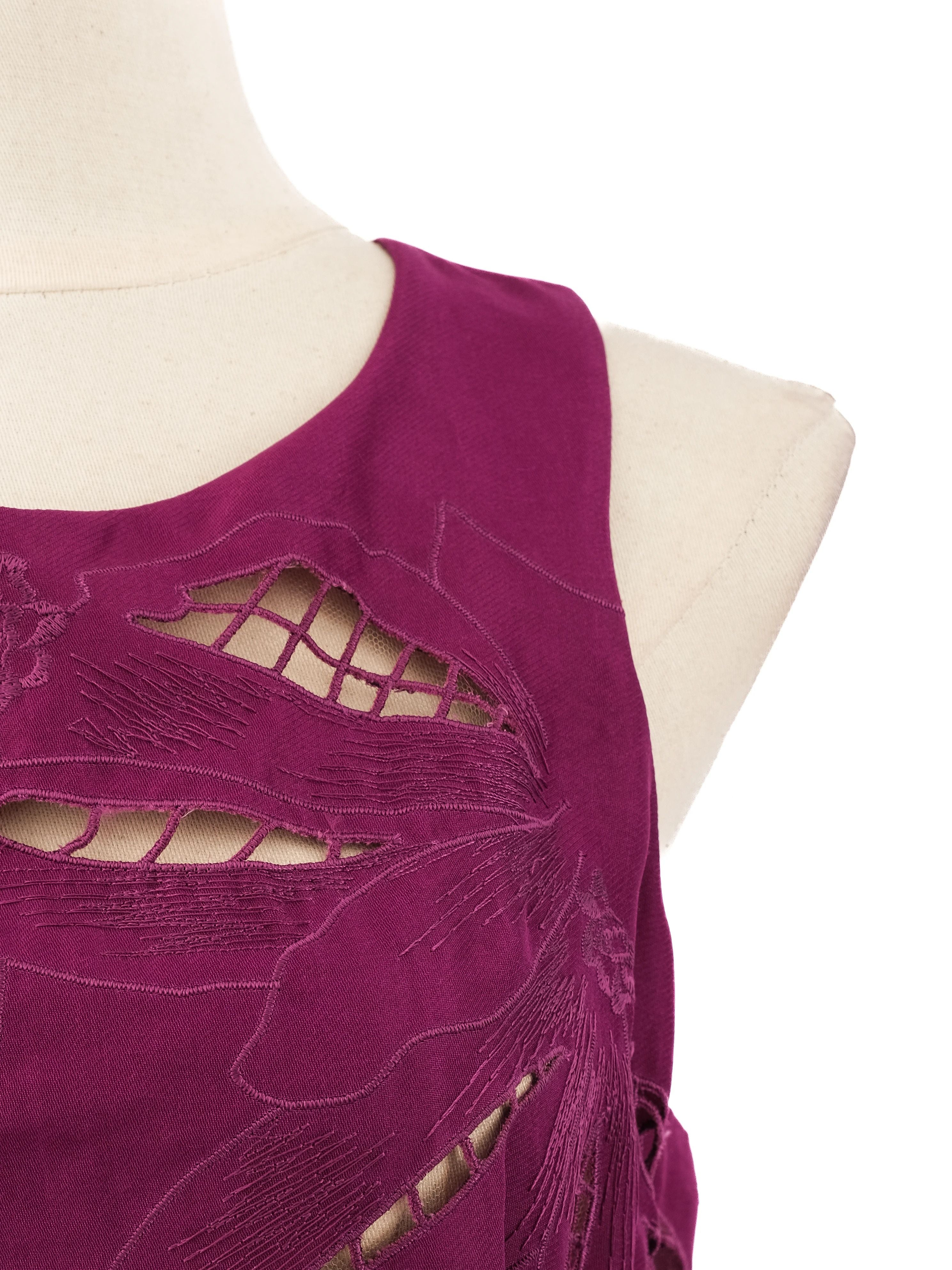 Excellent Zuhair Murad Purple Silk Floor-Length Dress Sleeveless