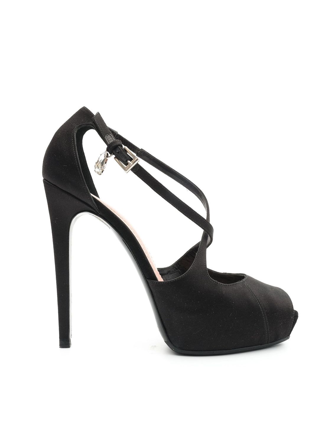 NEW Barbara Bui Black Satin High-Heeled Platform Shoes Size 38