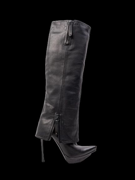 Excellent Gianmarco Lorenzi Black Cashmere Knee-High Stiletto Boots Size 36