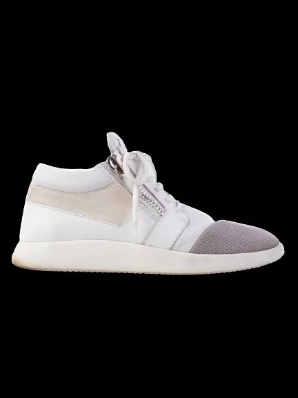Excellent Giuseppe Zanotti White Leather Sneakers Size 41 with Zippers