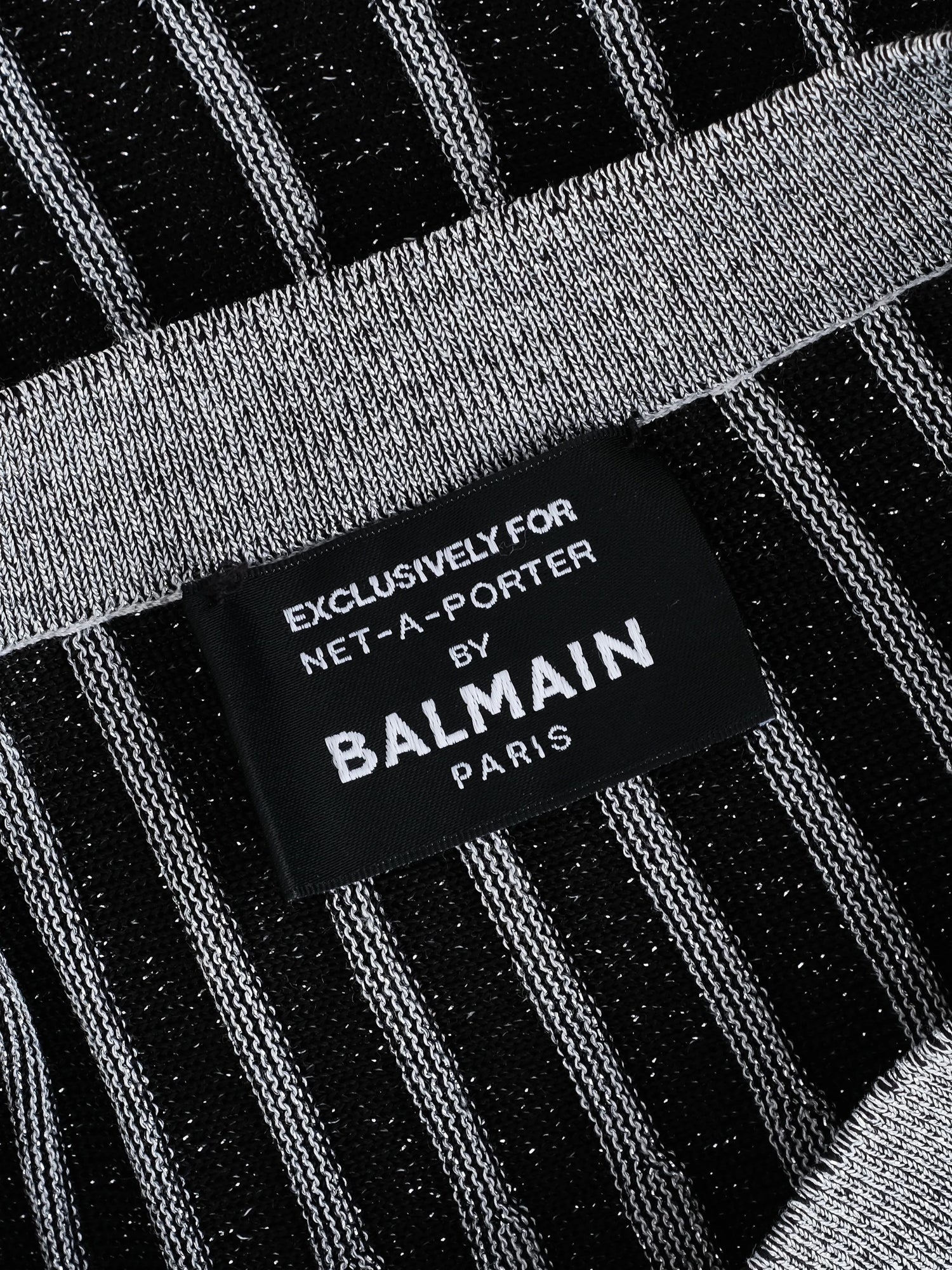 Excellent Balmain Black Gray Striped Sweater Size S for Net-A-Porter