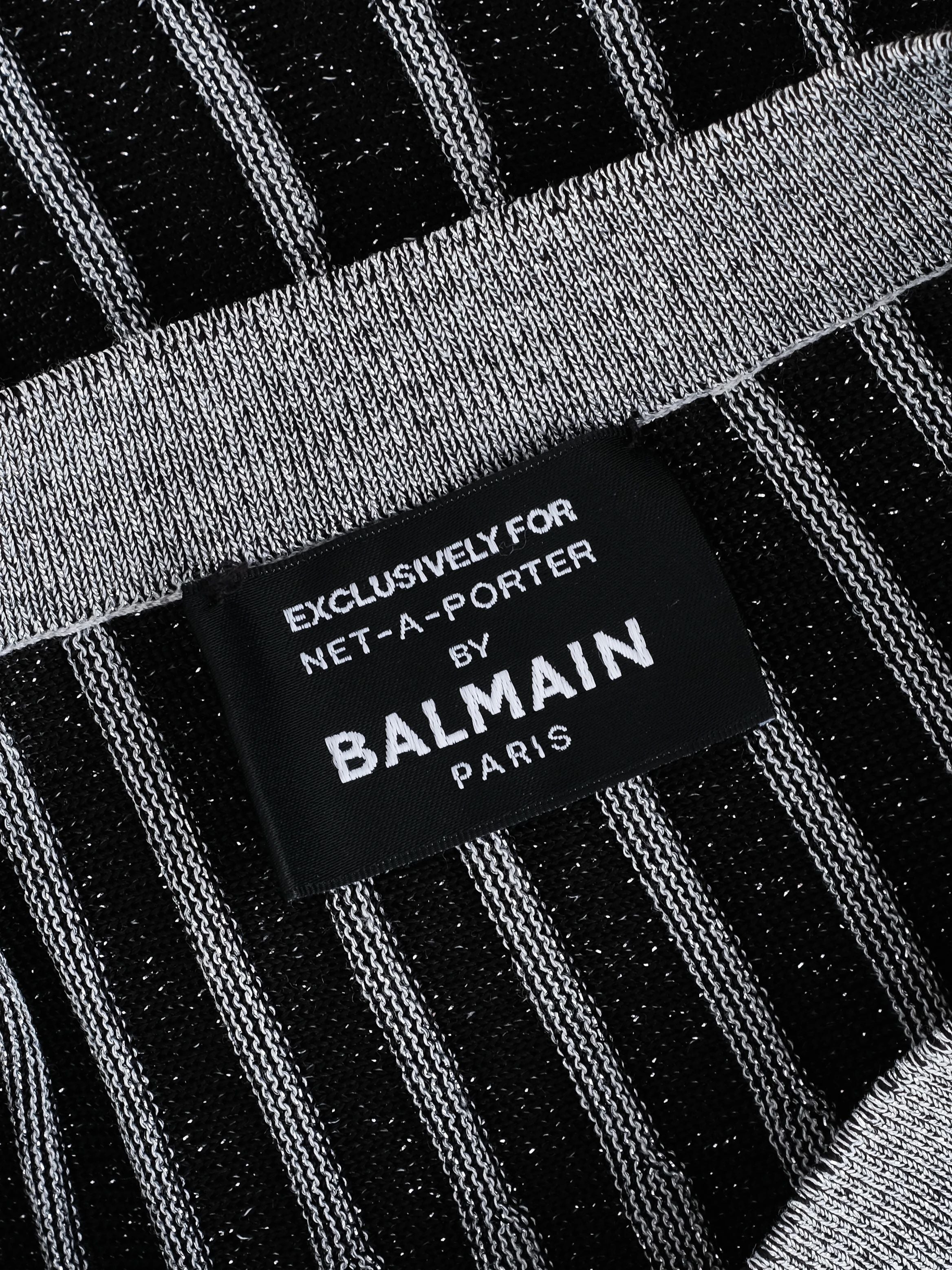 Excellent Balmain Black Gray Striped Sweater Size S for Net-A-Porter