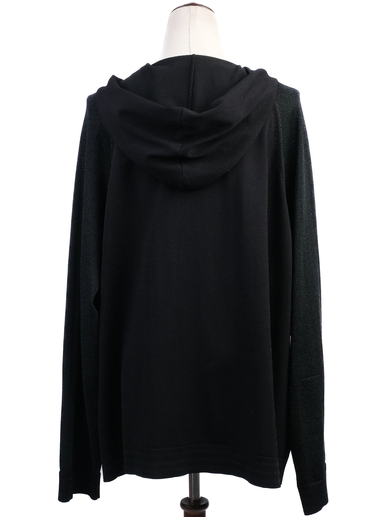 Excellent Marina Rinaldi Black Hooded Jacket XL Viscose YKK Zipper