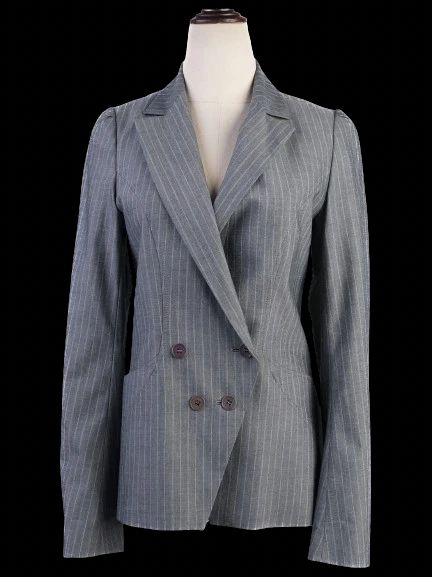 Excellent Reiss Gray Pinstripe Blazer Size S Double-Breasted Women