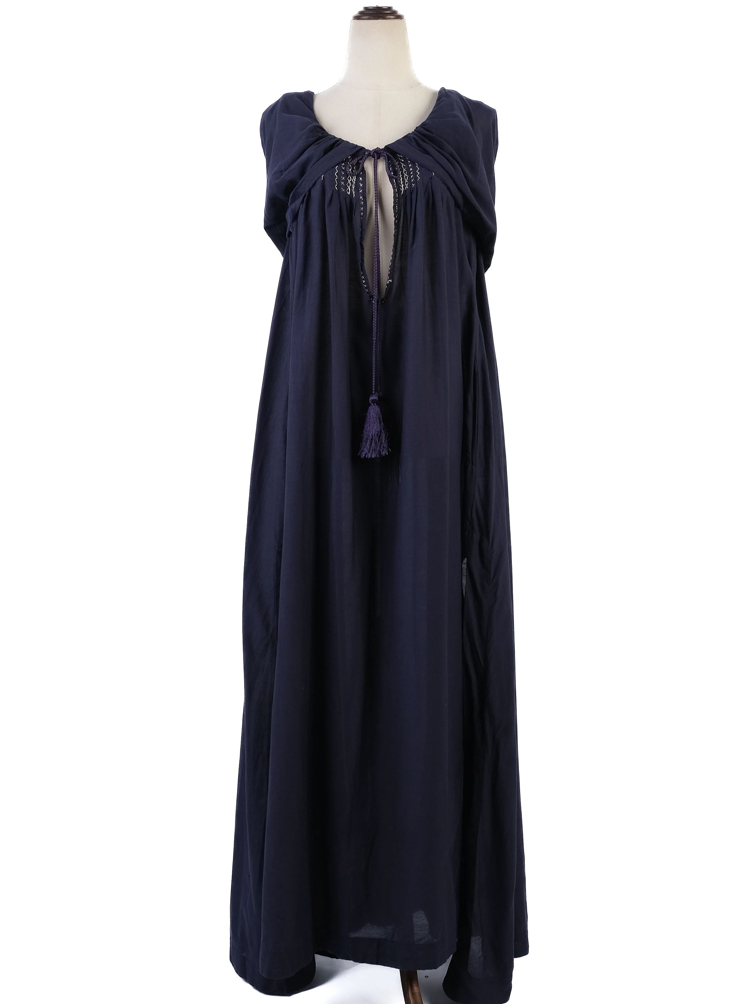 Excellent Thierry Colson Purple Silk Dress Size M with Tassels