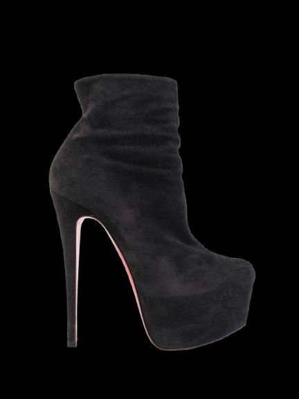 Excellent Christian Louboutin Black Leather Ankle Boots Size 37.5