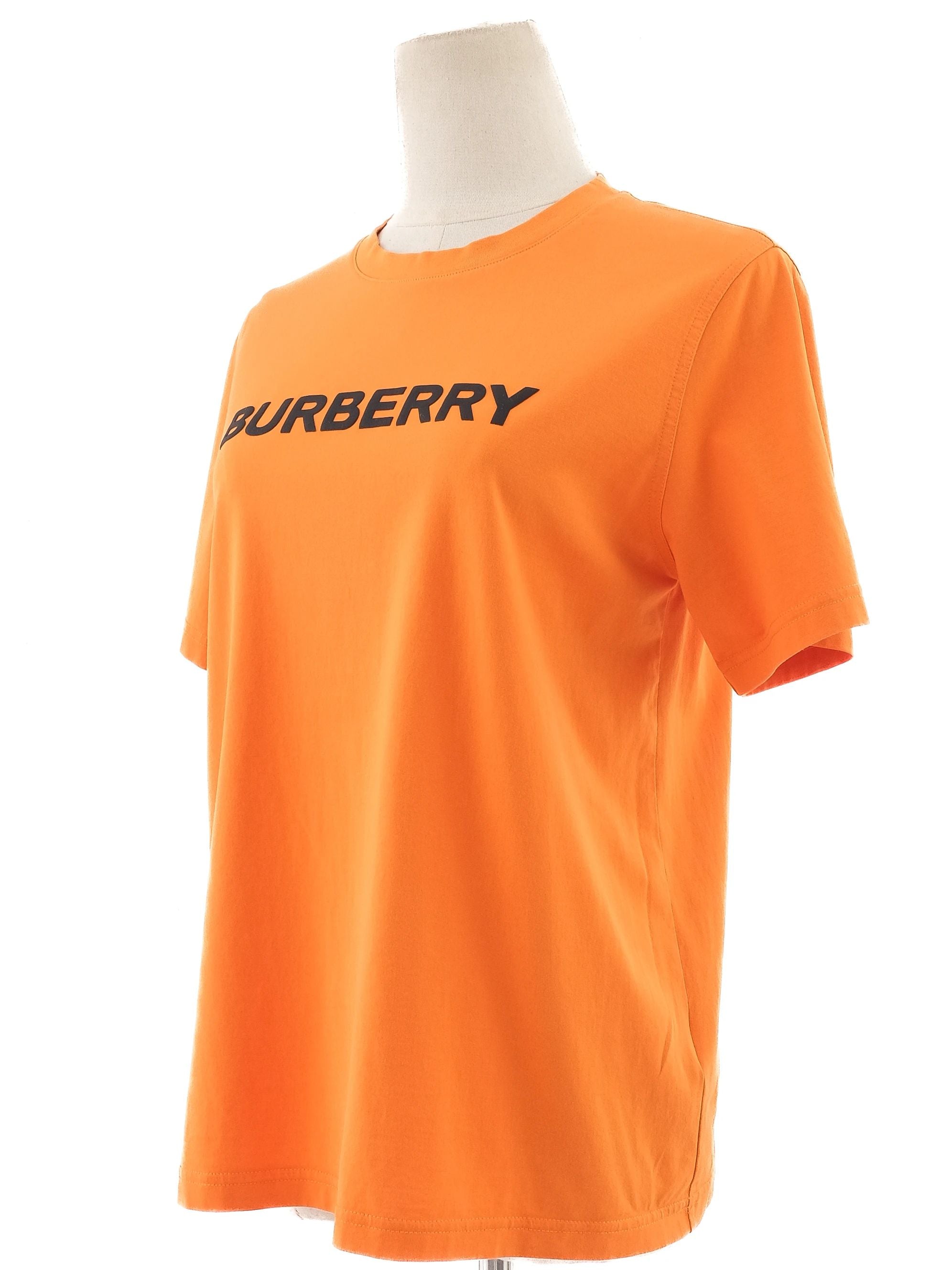 Excellent Burberry Orange T-Shirt Women Size S Cotton