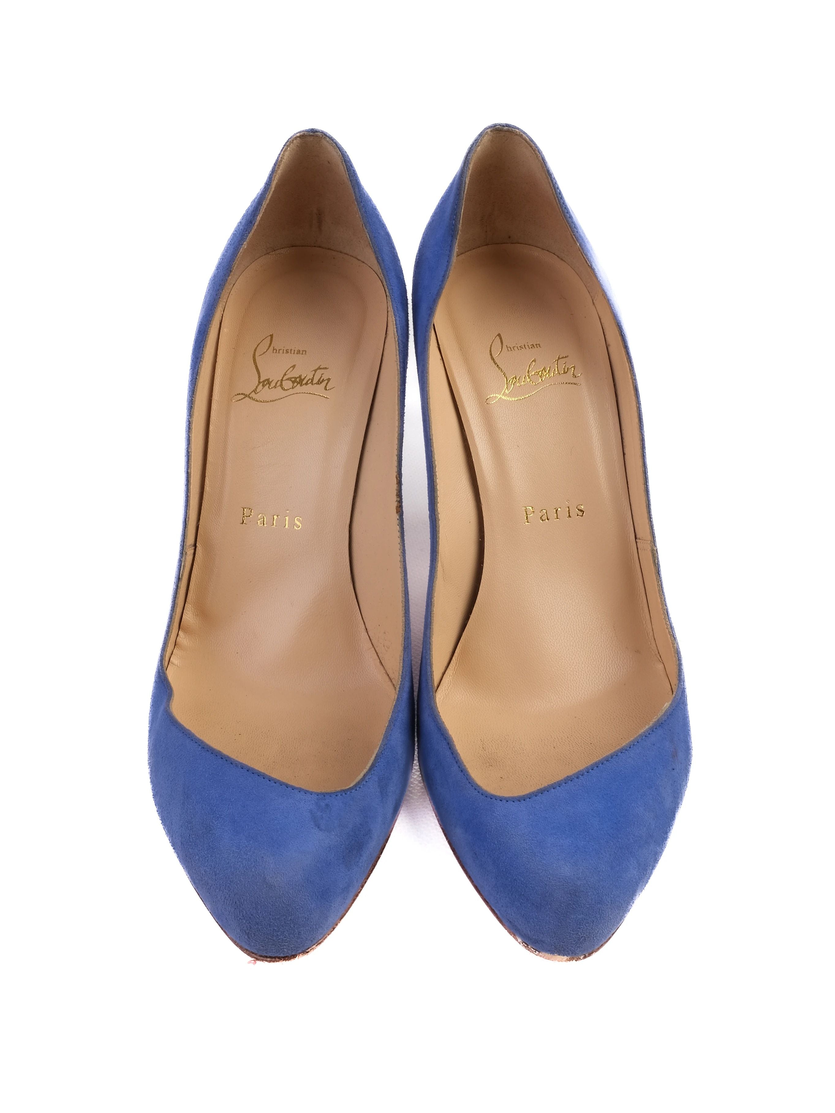 Christian Louboutin Blue Leather Stiletto Pumps Size 38.5 Excellent