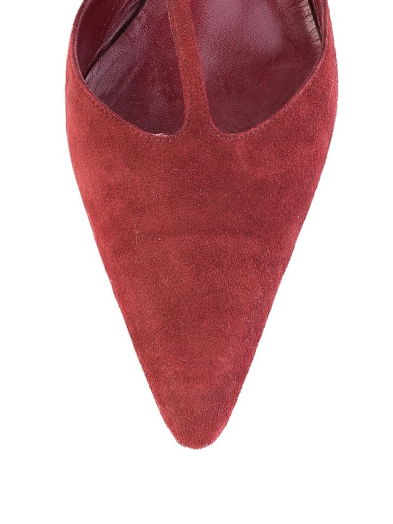 Excellent Bally Red High-Heeled Shoes Genuine Suede Size 37